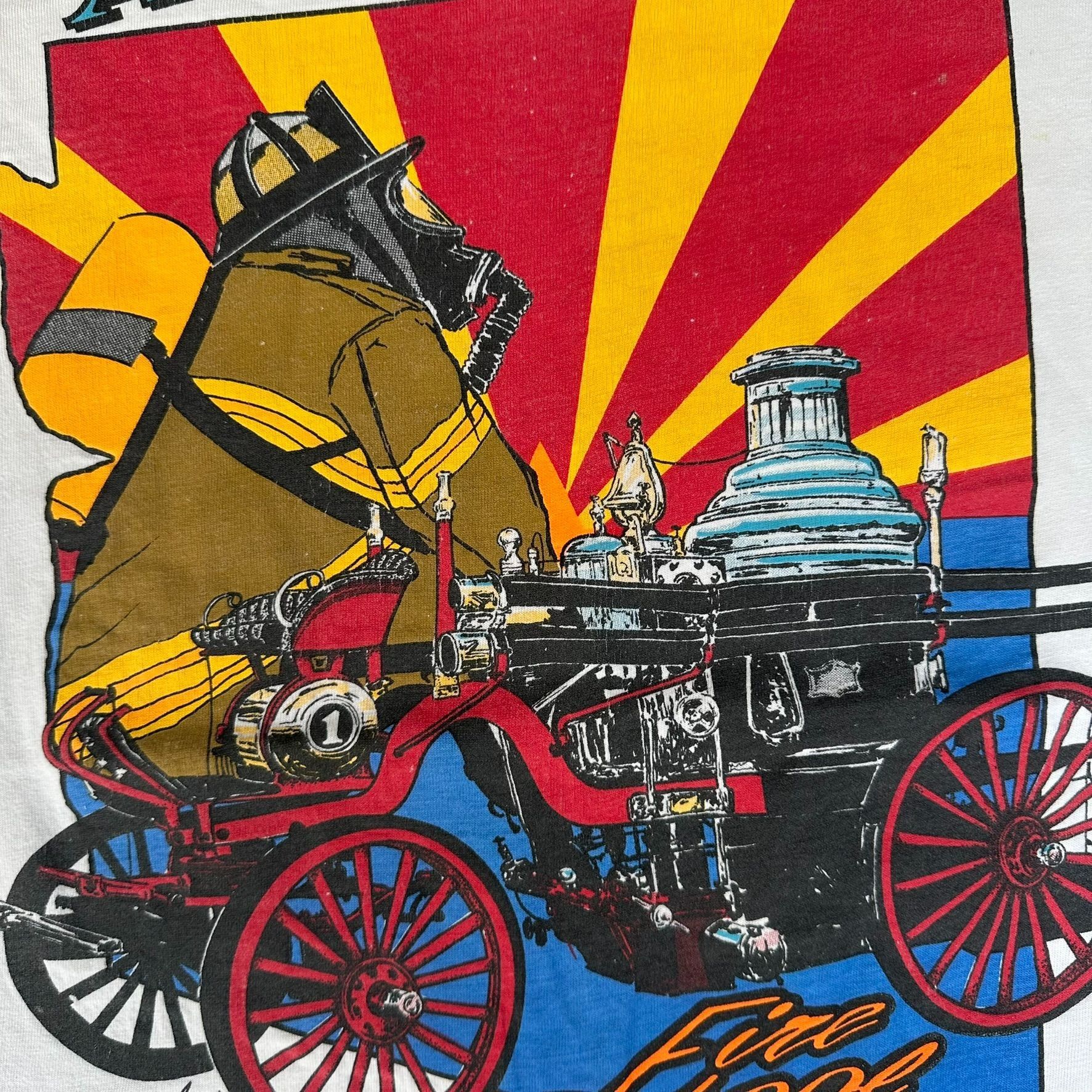 Hanes Vintage Y2K Arizona Firefighter Fire School T-Shirt Thrashed Size US XL / EU 56 / 4 - 3 Thumbnail