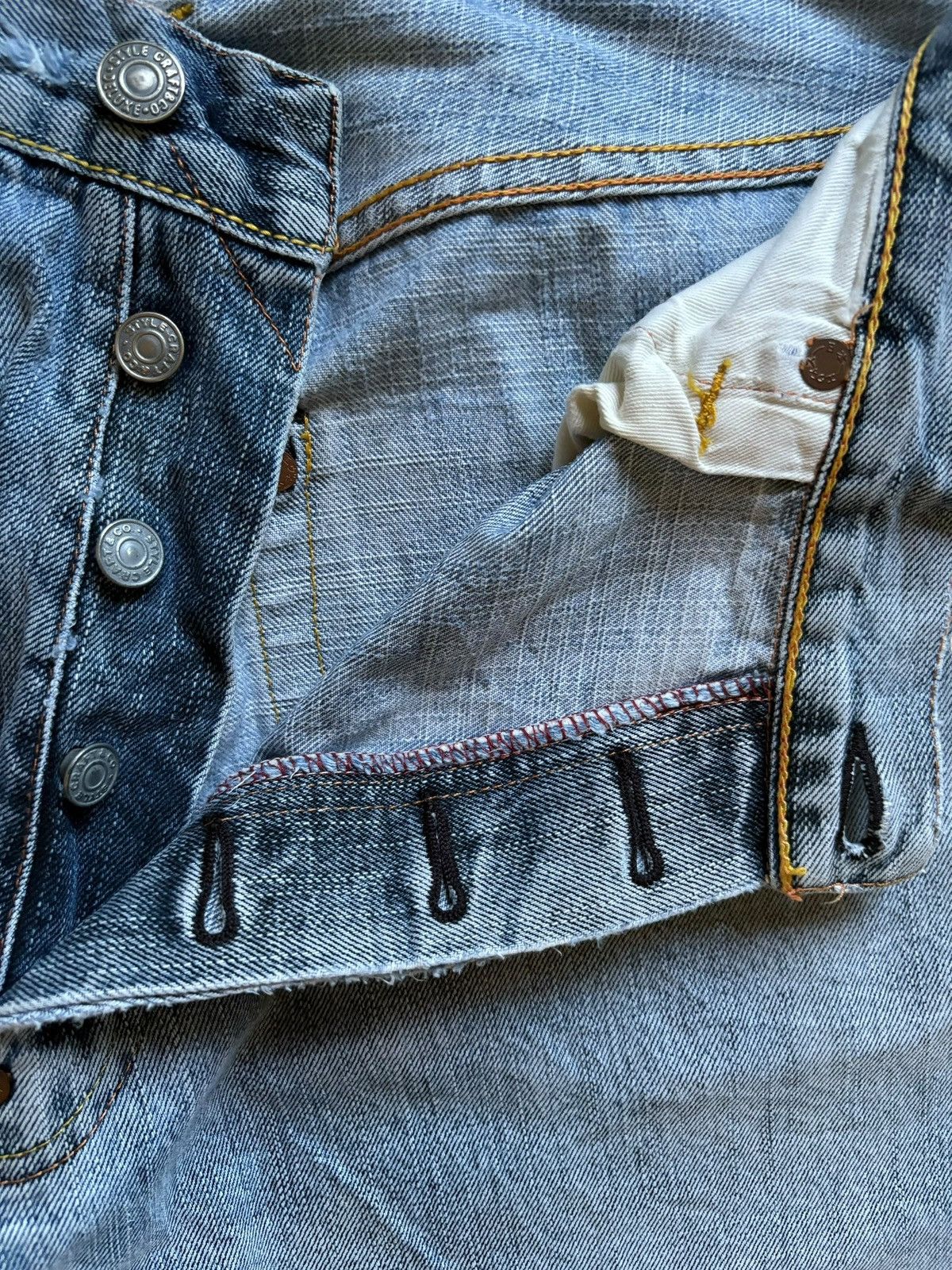 Evisu × Japanese Brand Vintage Japanese Evisu Seagulls Blue Wash Jean Shorts Size US 33 - 4 Thumbnail