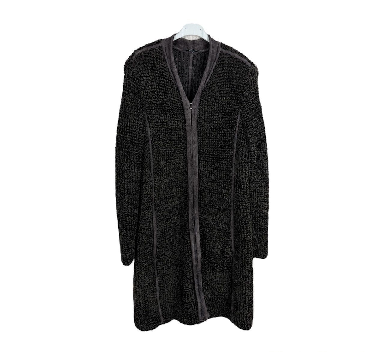 Giorgio Armani long velvet zip cardigan sweater coat jacket