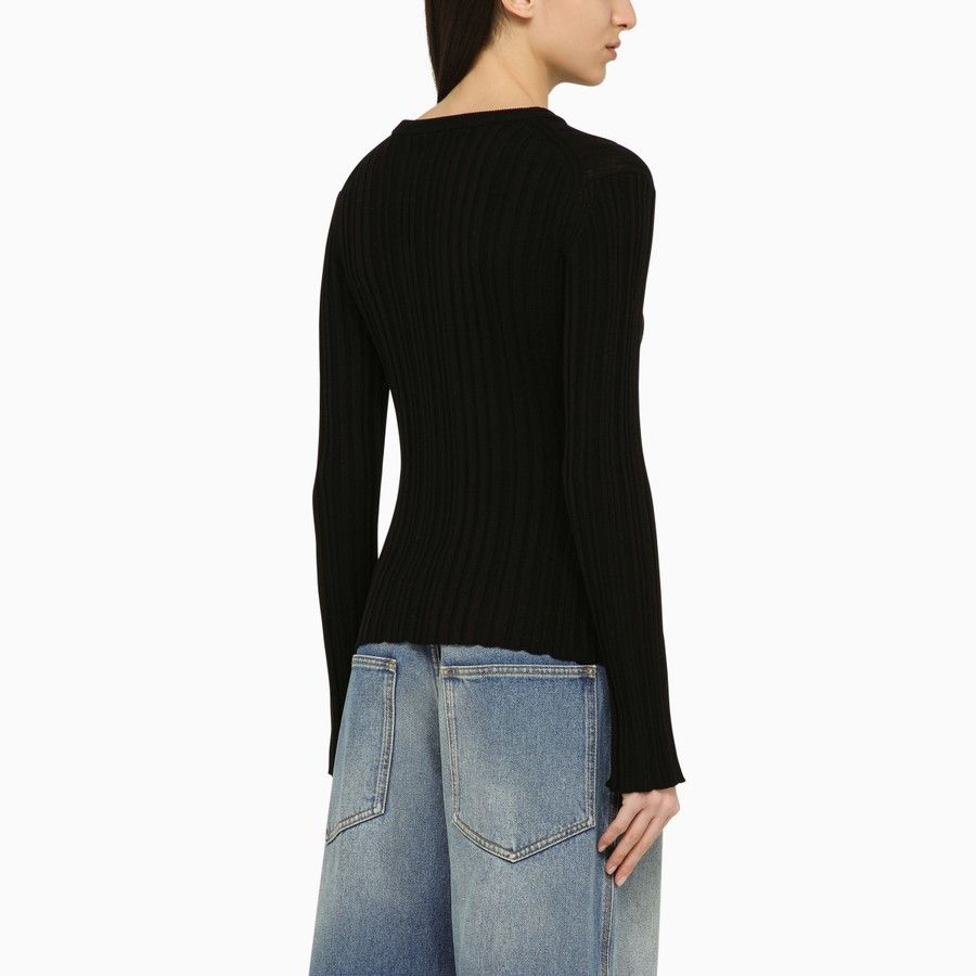Loulou de Saison o1d2blof0824 Silk Blend Crew-Neck Sweater in Black Size M / US 6-8 / IT 42-44 - 3 Thumbnail