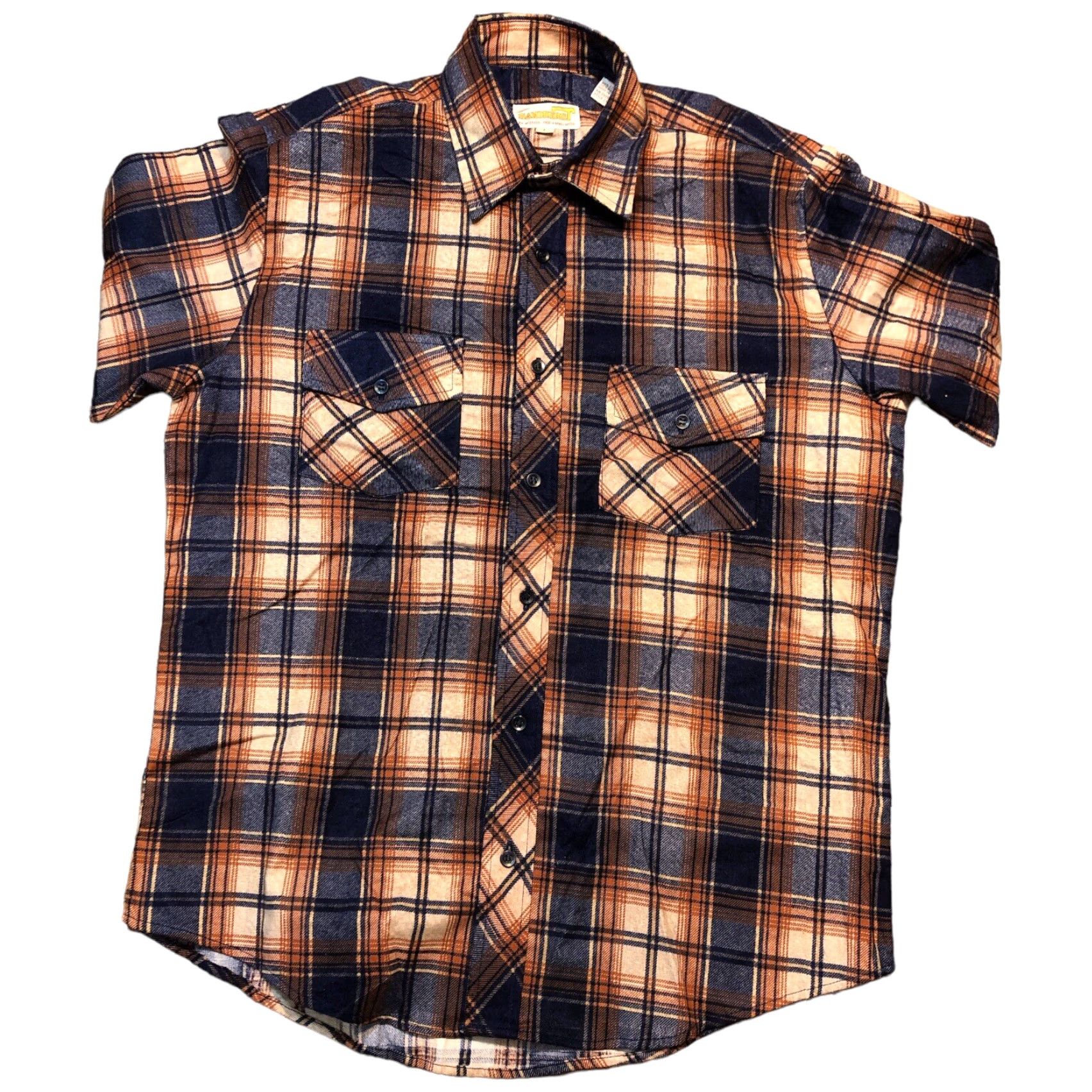Vintage VINTAGE Sandherst Flannel Shirt Men Large Blue Brown Plaid Button Pocket Western Shirt Size US L / EU 52-54 / 3 - 2 Thumbnail