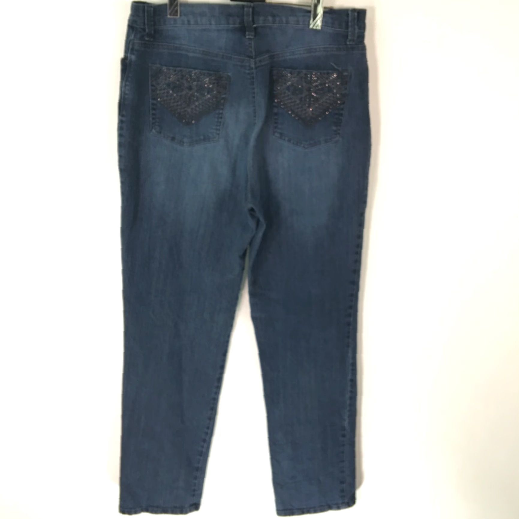 Gloria Vanderbilt Gloria Vanderbilt Womens Jeans Flat Front Straight Blue Size 12 34" Waist 30" Inseam Regular Rise High 5-Pocket Denim Dress Casual Womens Jeans Size 34" / US 12 / IT 48 - 2 Thumbnail