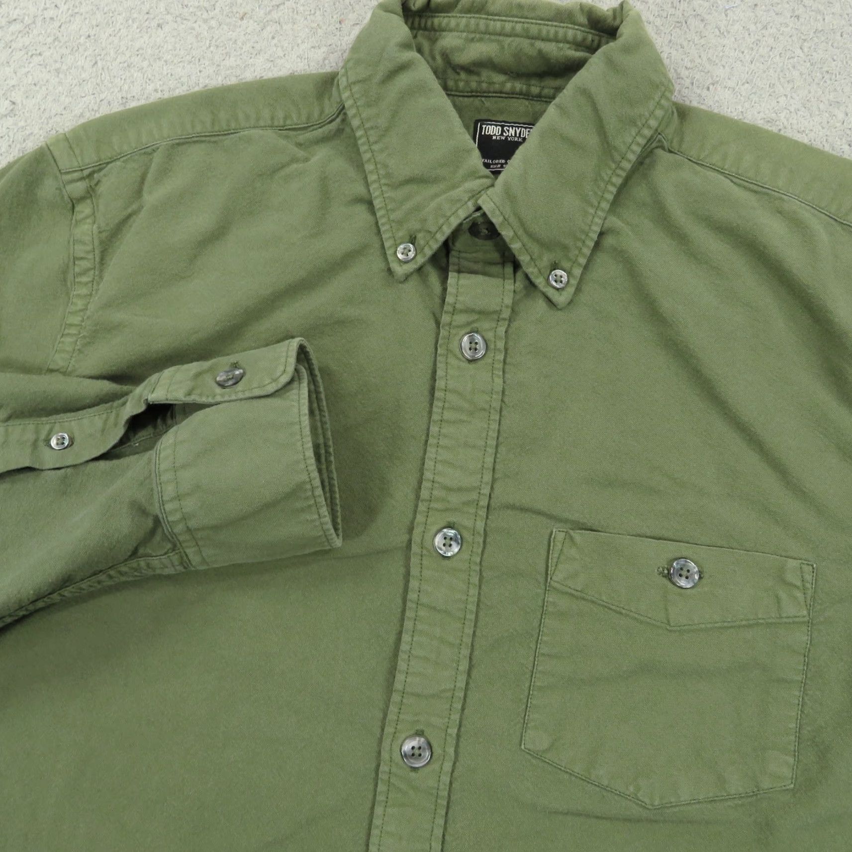 Todd Snyder Todd Snyder Shirt Mens Medium Olive Green Military OG Long Sleeve Button-Down Size US M / EU 48-50 / 2 - 2 Thumbnail