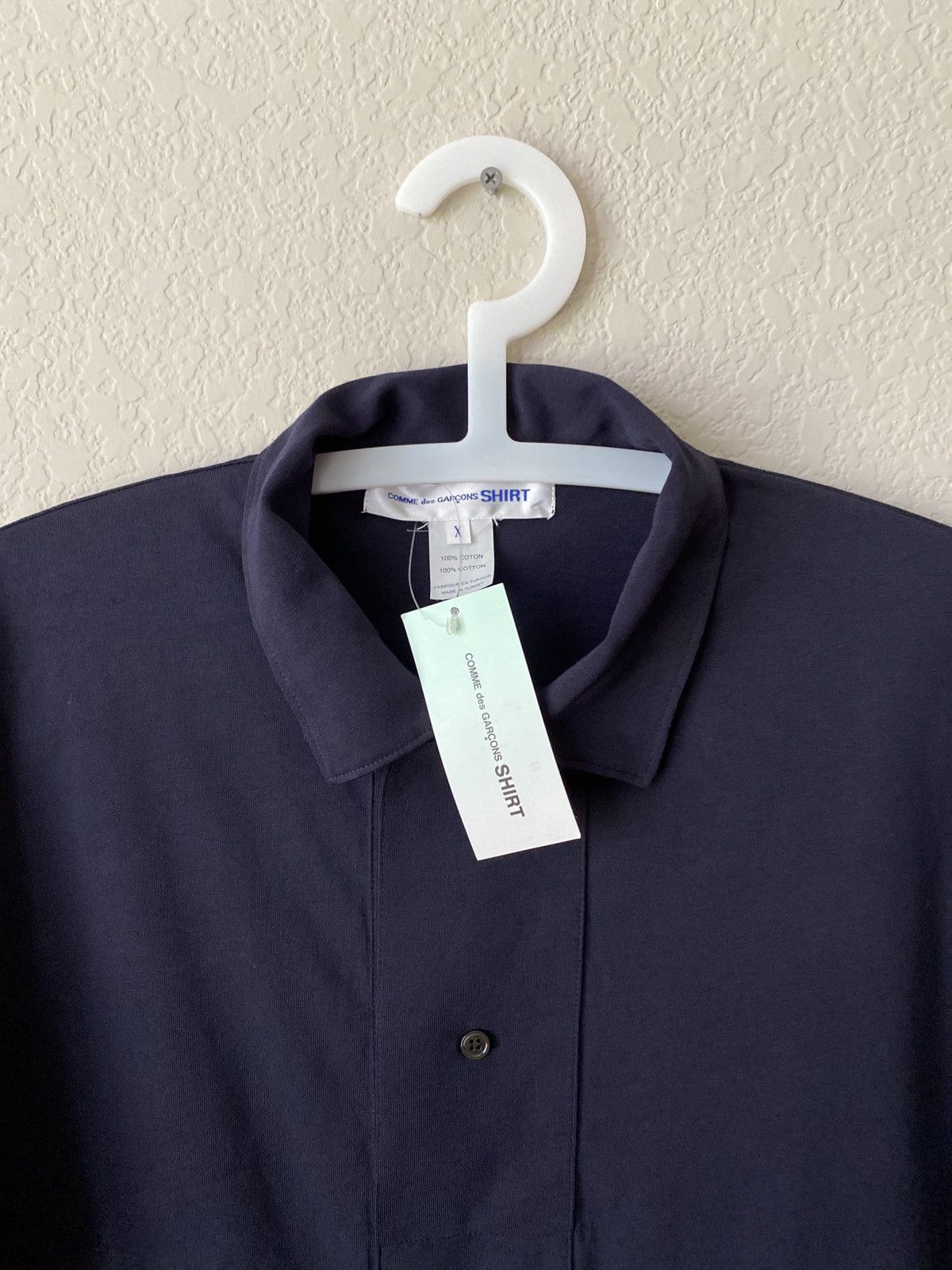 Comme des Garcons SHIRT Comme des Garçons Navy 100% Cotton Oversized Placket Polo Size US XL / EU 56 / 4 - 4 Thumbnail