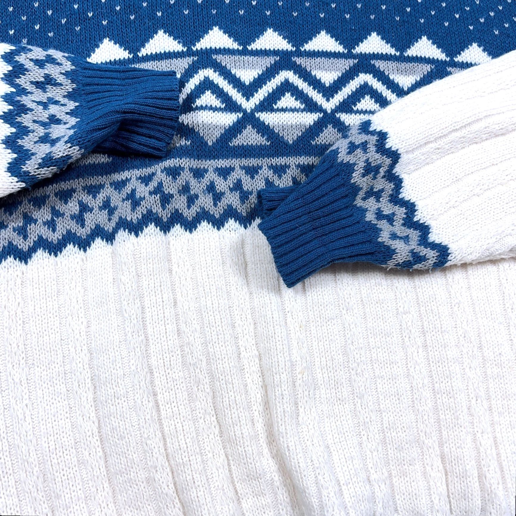 Vintage VINTAGE Grandpa Sweater Men Medium Blue Geometric Nordic Birdseye 90s Knit Cosby Size US M / EU 48-50 / 2 - 3 Thumbnail