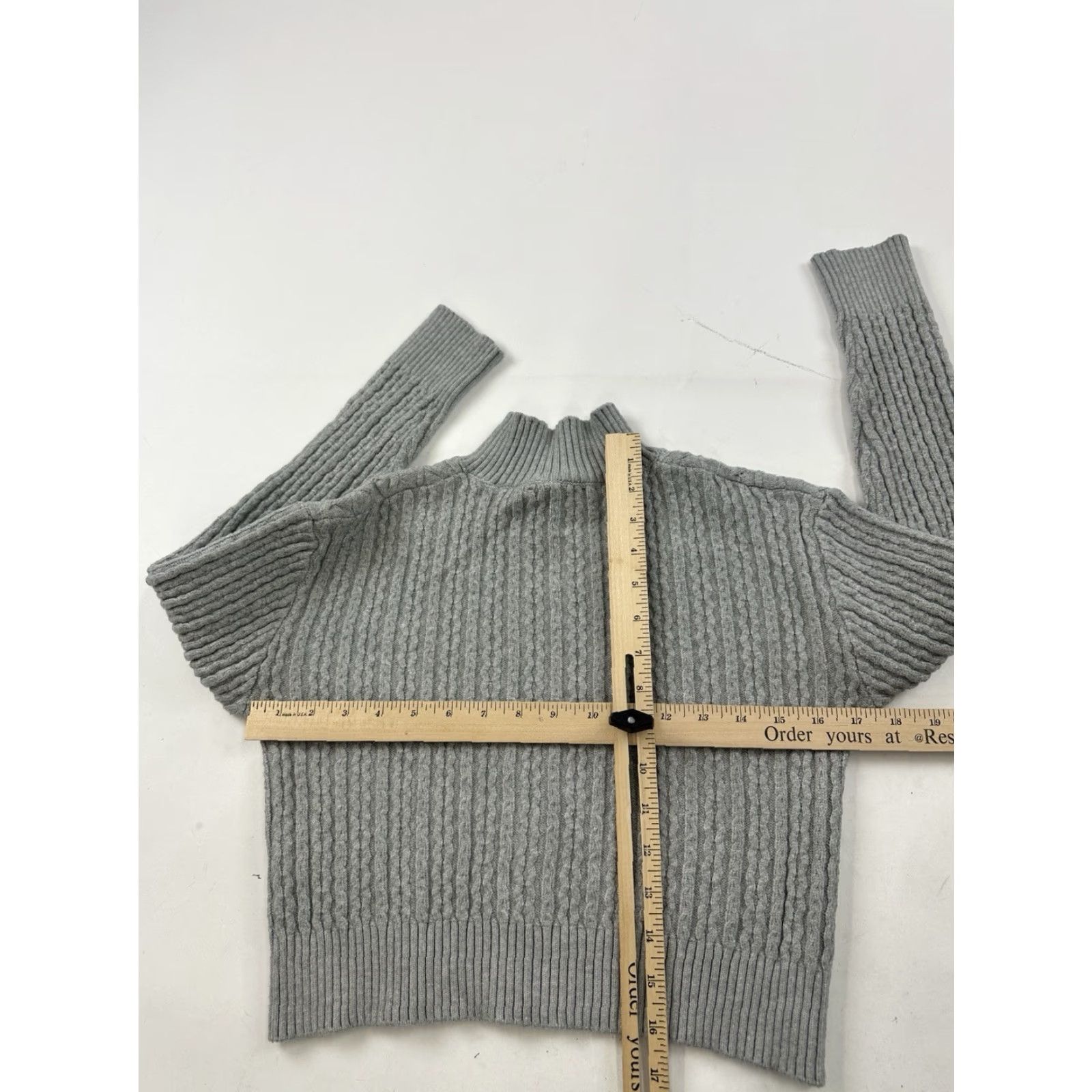 Vintage Truth by Republic Gray Sweater Womens Small Gray Cable Knit Mock Neck Pullover Size S / US 4 / IT 40 - 7 Thumbnail