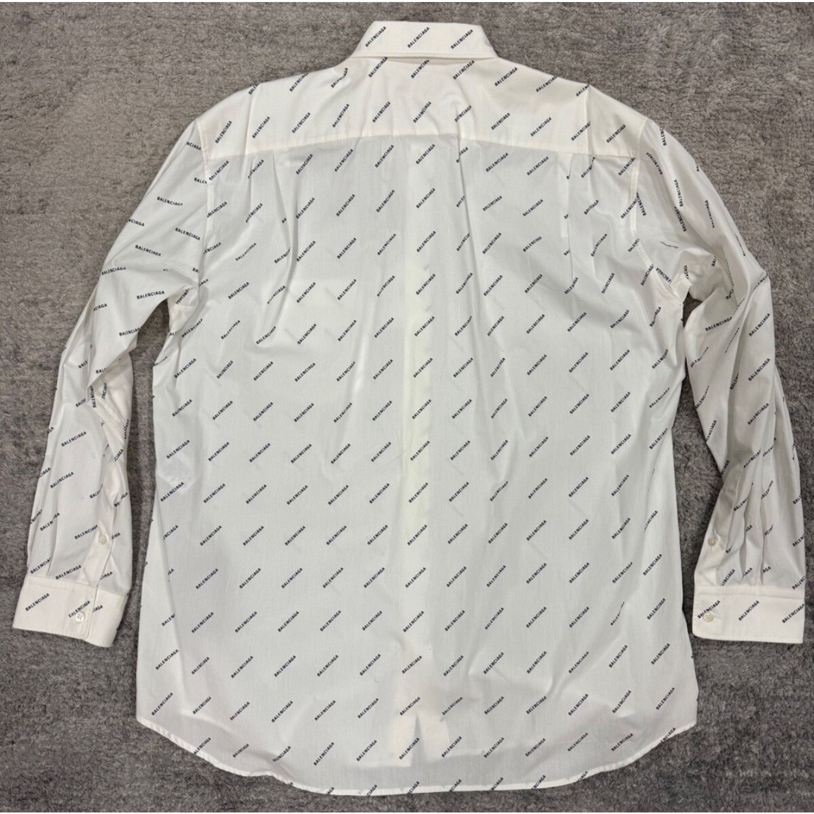 Balenciaga Balenciaga White Black All Over Logo Long Sleeve Button Up Size US M / EU 48-50 / 2 - 17 Thumbnail