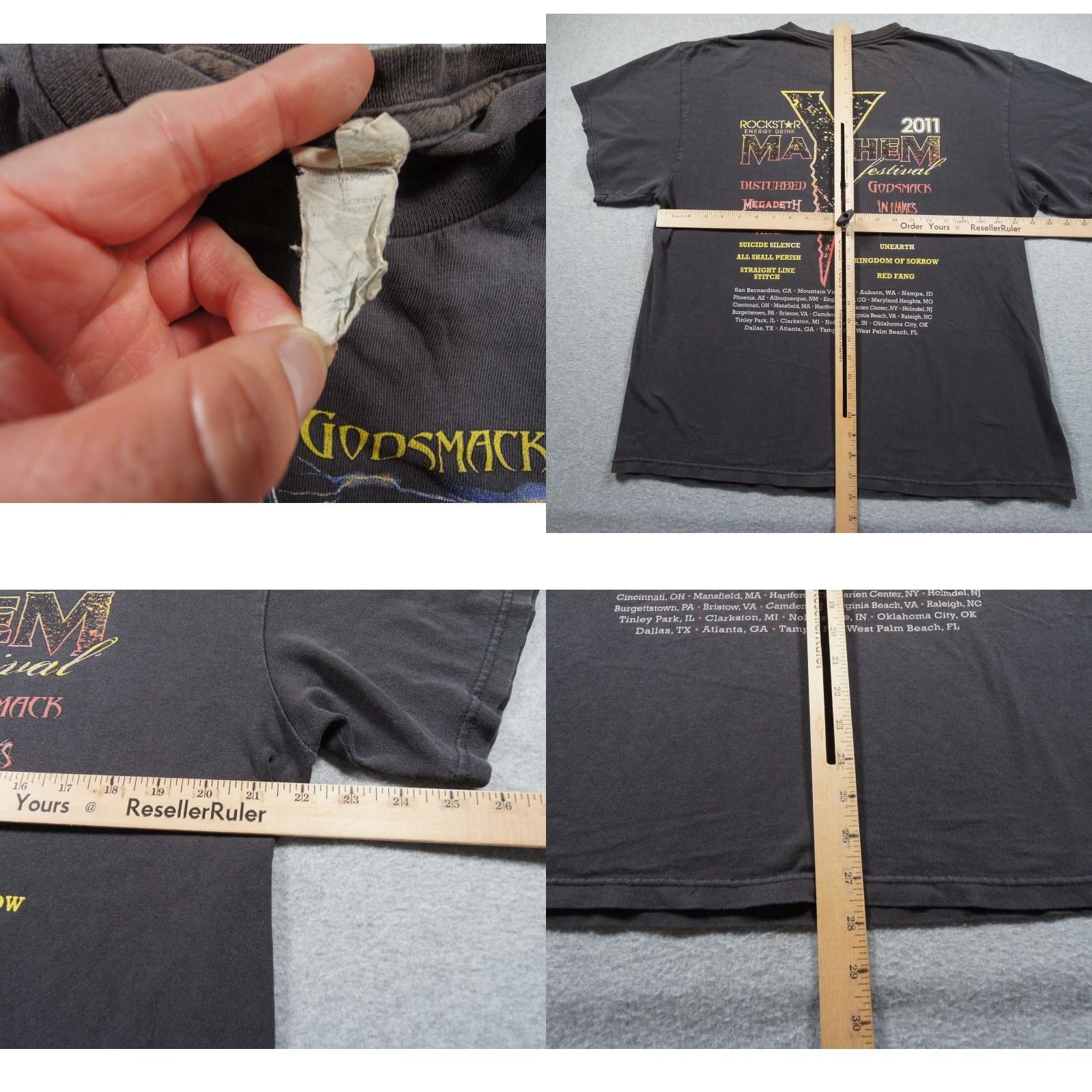 Delta VINTAGE Mayhem Festival Shirt Mens XL Black Band Tee Godsmack Megadeth Trivium 2011 Size US XL / EU 56 / 4 - 9 Thumbnail
