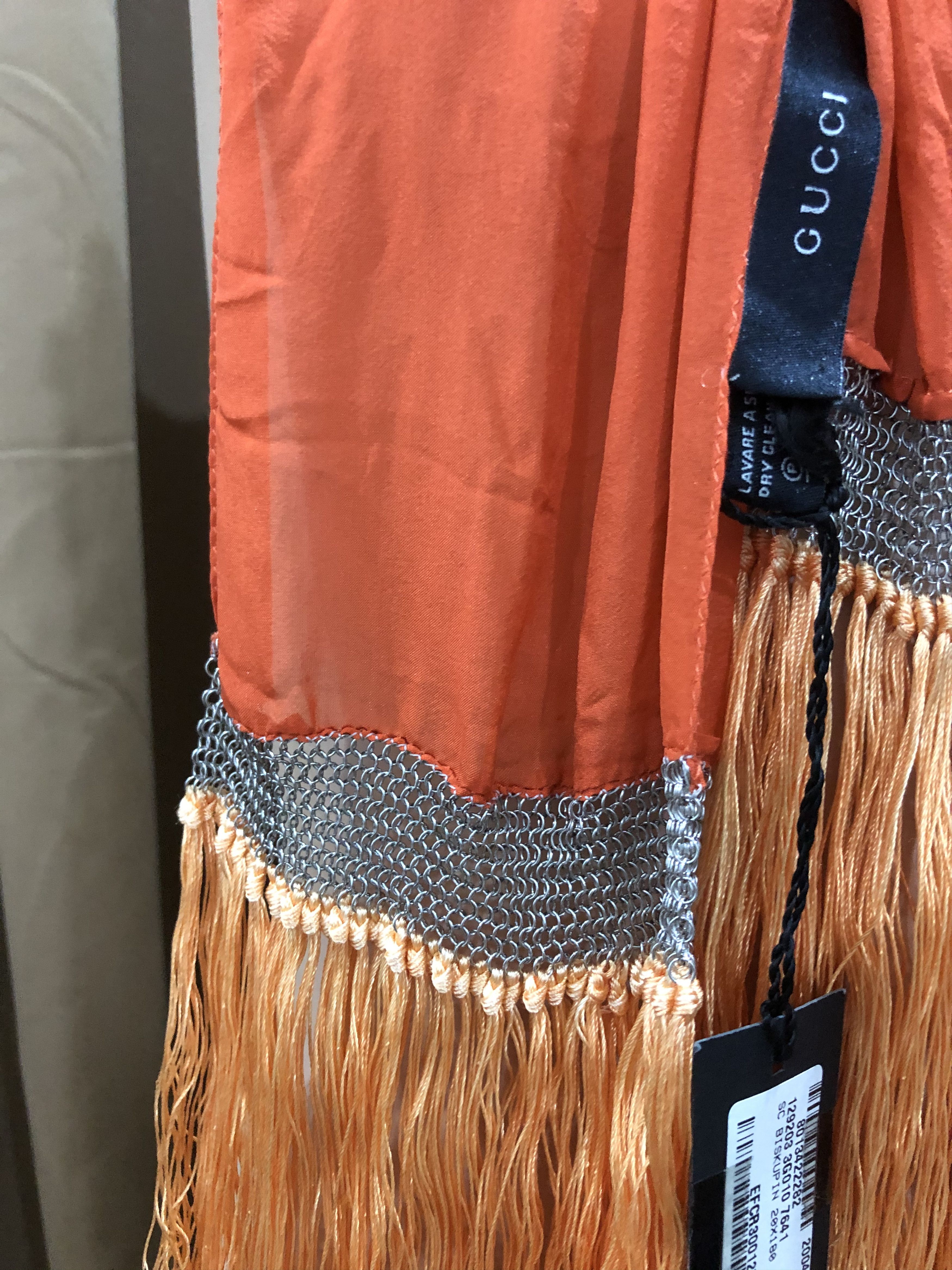 Gucci Gucci Biskupin Chiffon Scarf with Long Fringe Size ONE SIZE - 4 Thumbnail