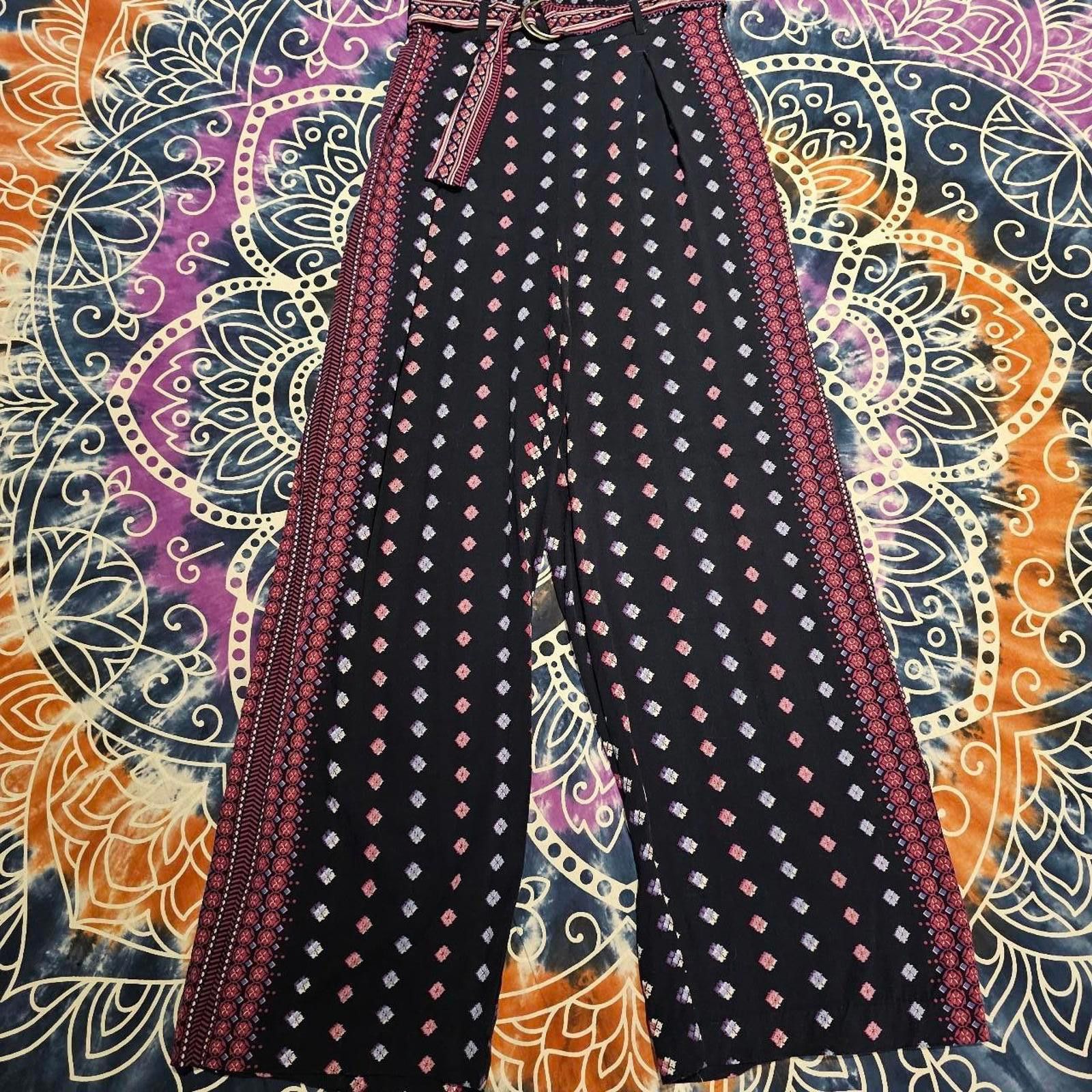 Designer Jessica Simpson Women's Pink and Navy Boho Pants Size 32" / US 10 / IT 46 - 1 Thumbnail