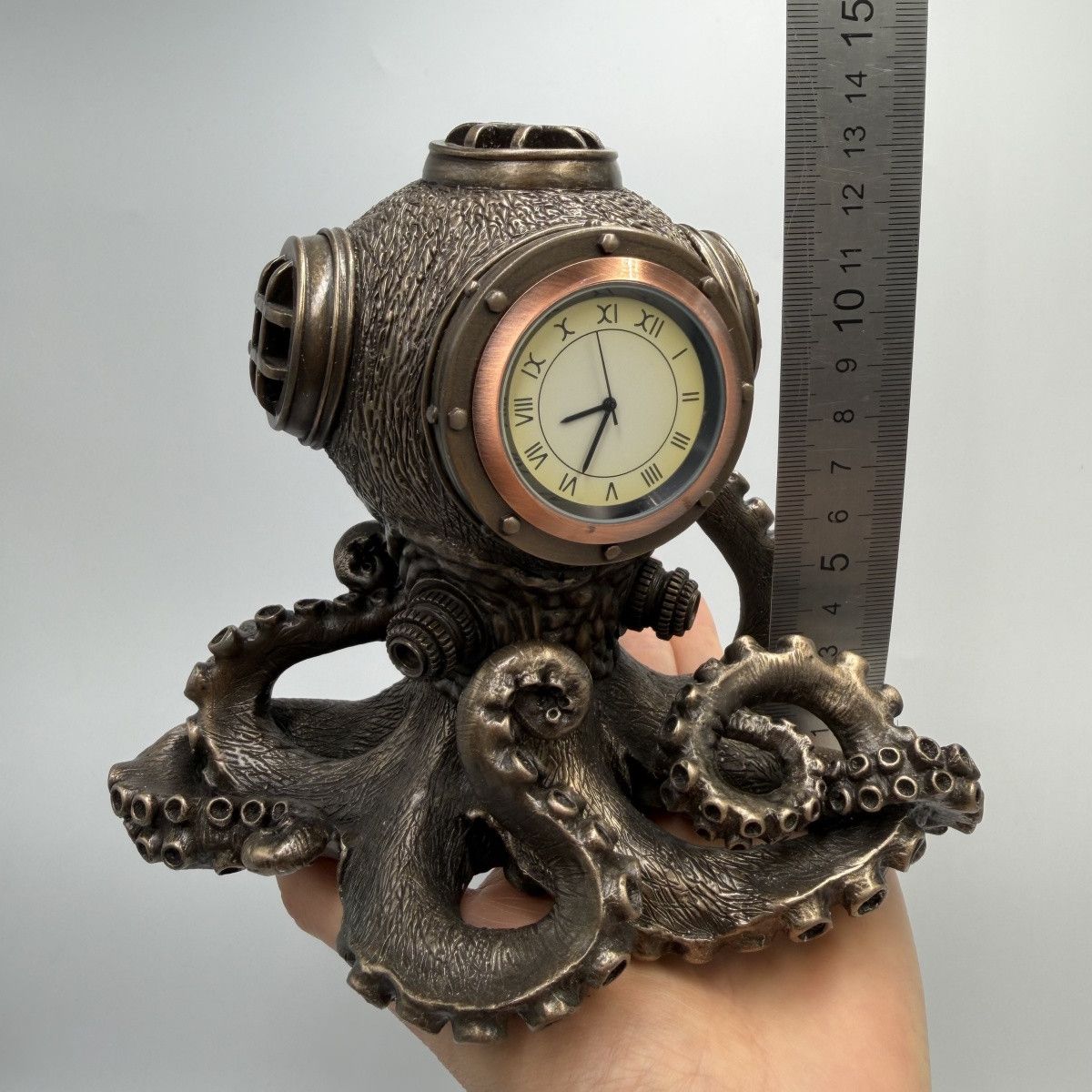 Other Octopus Desk Clock Bronze Steampunk Nautical Quartz Statue Size ONE SIZE - 9 Thumbnail