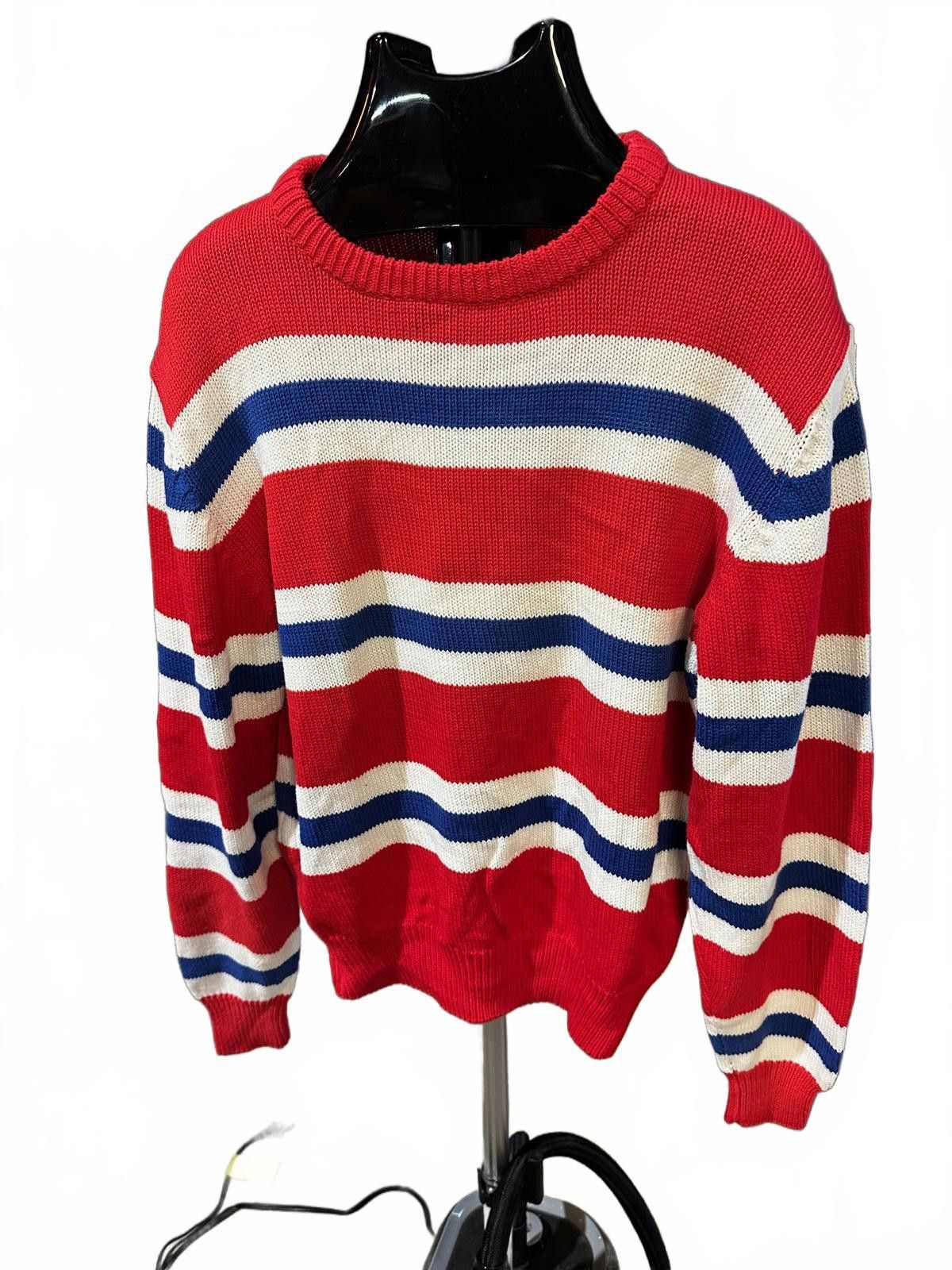 Packer Shoes Vintage Parker Cotton Sweater R/W/B 80s Preppy Nautical Size US L / EU 52-54 / 3 - 1 Thumbnail