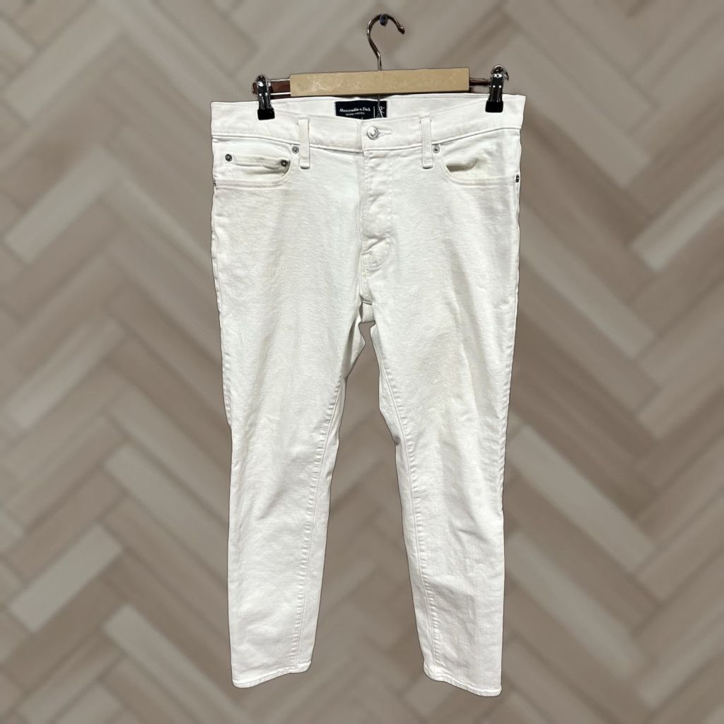 Abercrombie & Fitch Abercrombie & Fitch Womens Jeans Skinny 33 x 32 White Denim Stretch Slim Regular Size 24" / US 00 / IT 34 - 1 Thumbnail