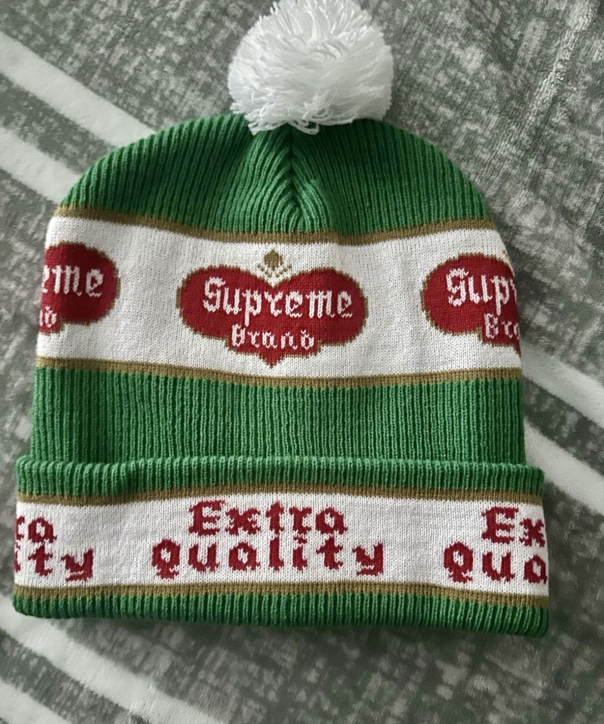 Supreme Supreme Extra Quality Green White Beanie (FW21) Size ONE SIZE - 1 Thumbnail