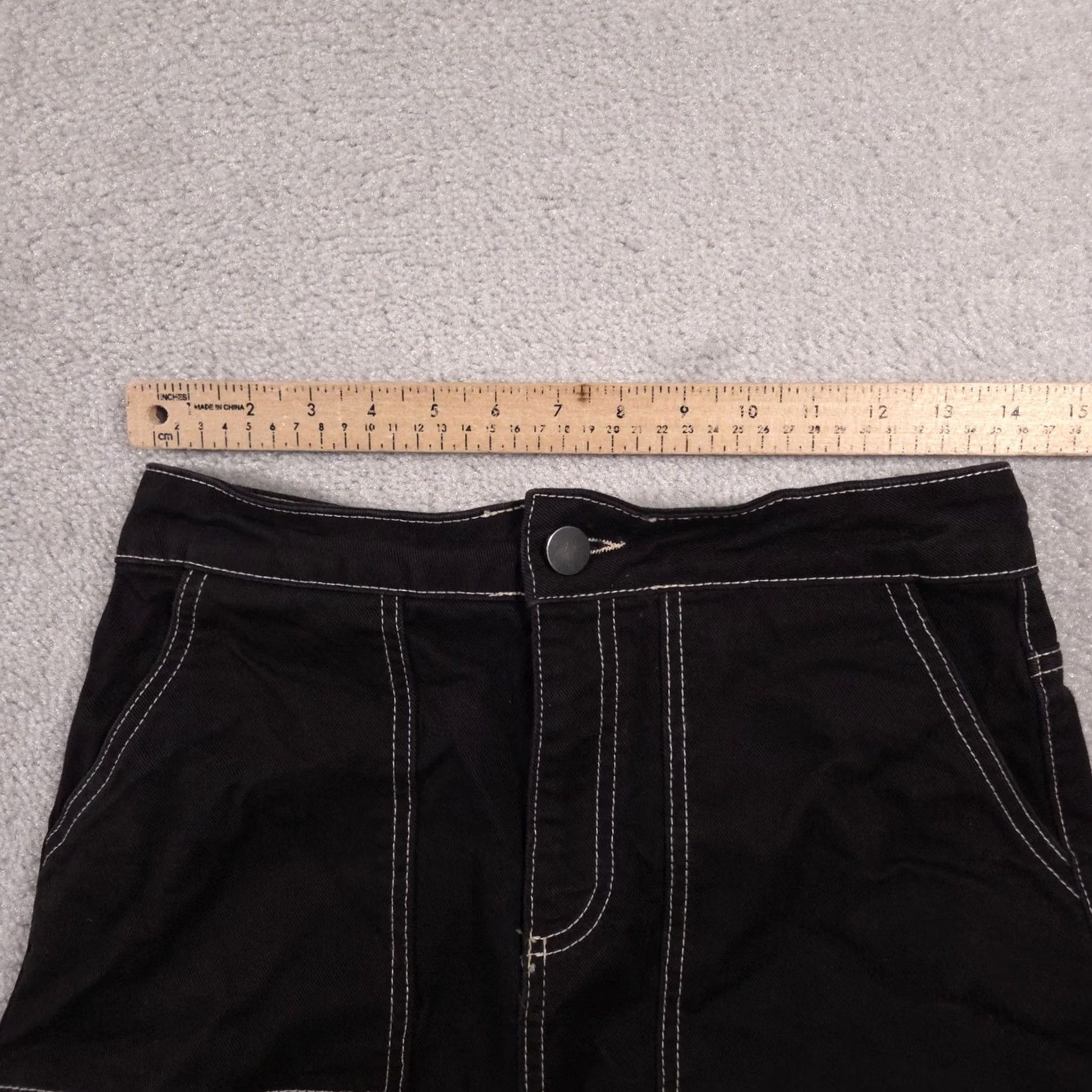Zara Zara TRF Collection Skirt Womens Medium Black Contrast Stitch Mini Pockets Zipper Button Size 32" / US 10 / IT 46 - 6 Thumbnail