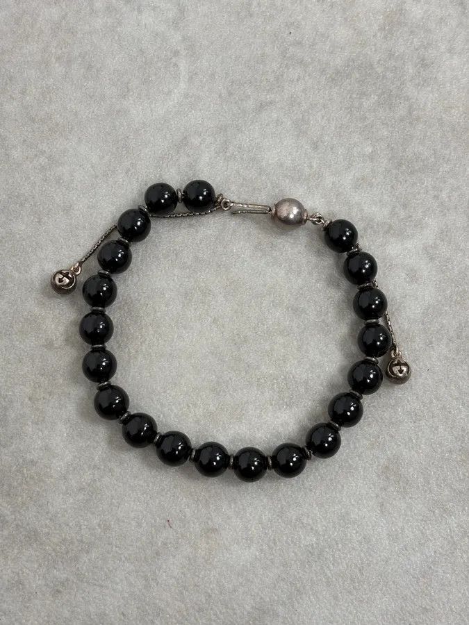 Gucci 2000s Gucci Black Onyx Silver Ball Charm Bracelet Size ONE SIZE - 4 Thumbnail