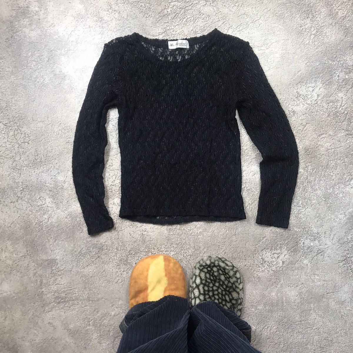 Vintage Vintage 90s Black Mesh Knit Sweater Avant Garde Y2K Grunge S Size S / US 4 / IT 40 - 1 Thumbnail
