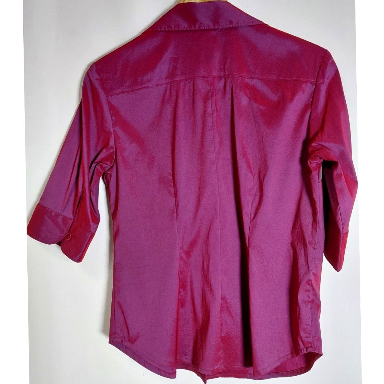 Express EXPRESS WORLD BRAND STRETCH Pink Button-Up Shirt Solid Size 7/8 Womens 3/4 Sleeve Collared Button-Up Spring Summer Casual Business Size M / US 6-8 / IT 42-44 - 2 Thumbnail