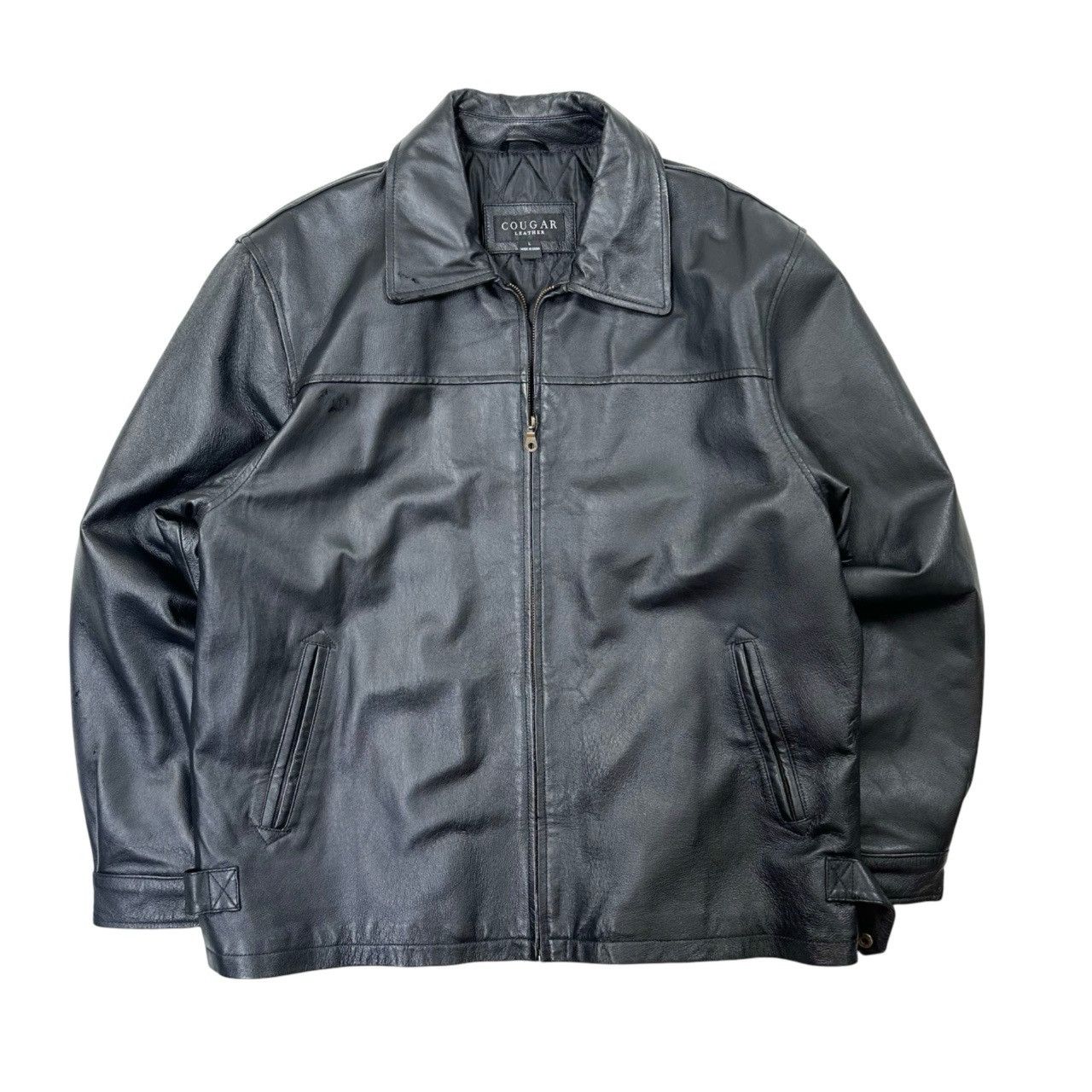 Vintage Vintage 90s Cougar Leather Heavy Leather Zip Up Jacket Size US L / EU 52-54 / 3 - 1 Thumbnail