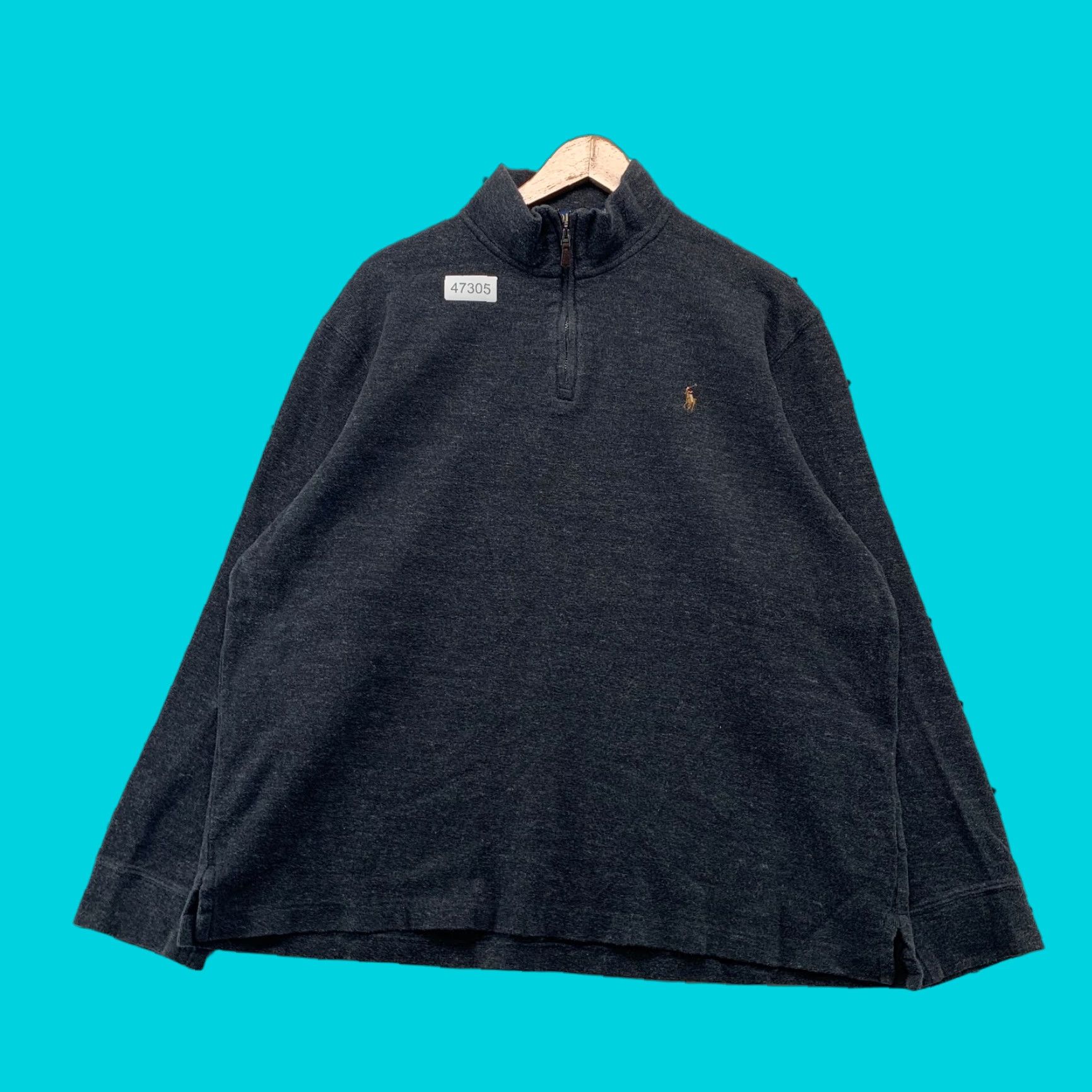 Polo Ralph Lauren Polo Ralph Lauren Sweater Mens XL Gray 1/4 Zip Leather Tab Long Sleeve Size US XL / EU 56 / 4 - 1 Thumbnail