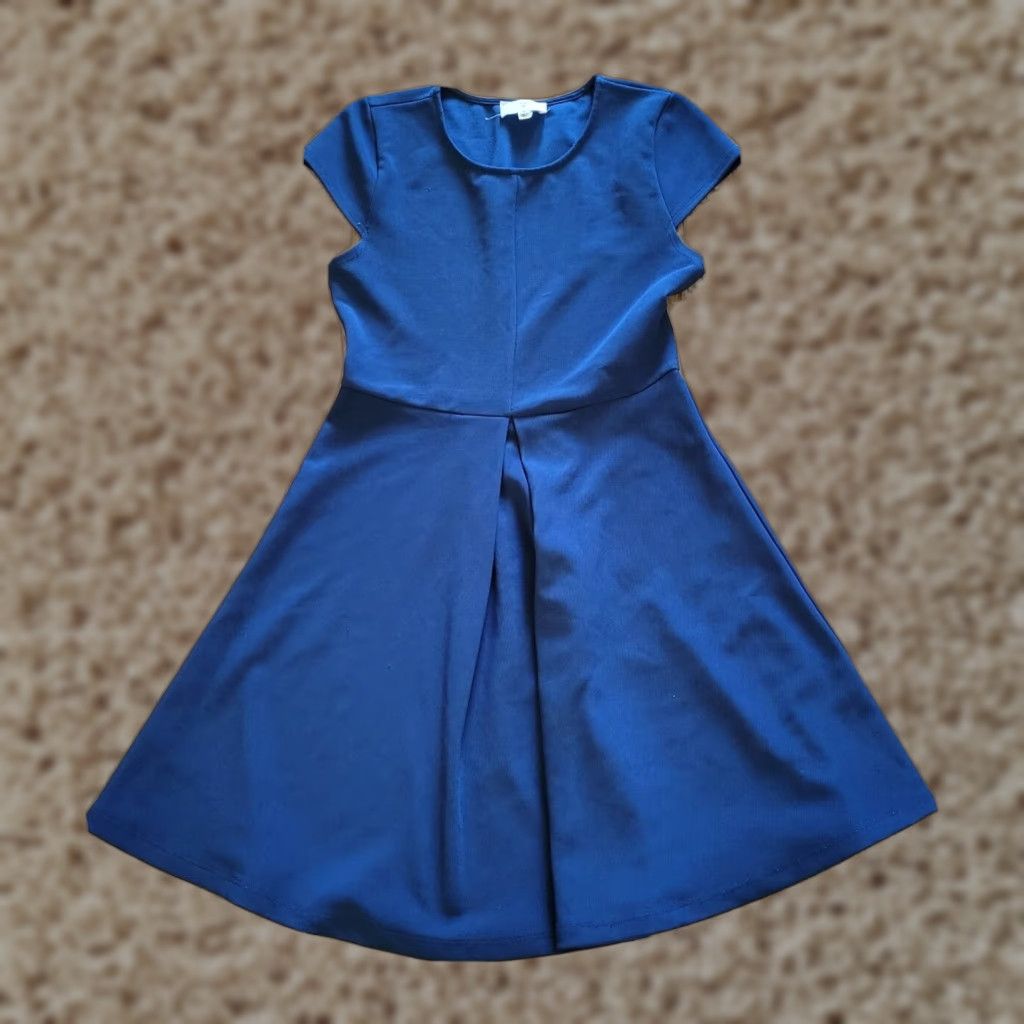 Vintage Everly Dress Womens Medium Navy Blue A-Line Cap Sleeve Solid Knee Length Business Casual Formal Size M / US 6-8 / IT 42-44 - 1 Thumbnail