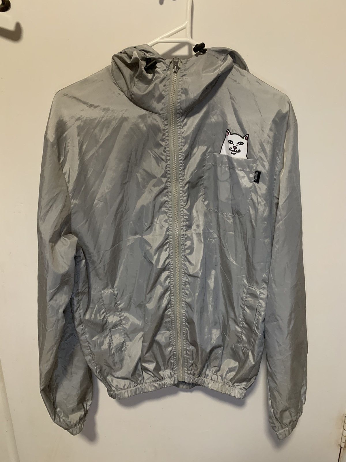 Rip N Dip Ripndip Windbreaker Jacket Size Medium Grey With Hood Grailed