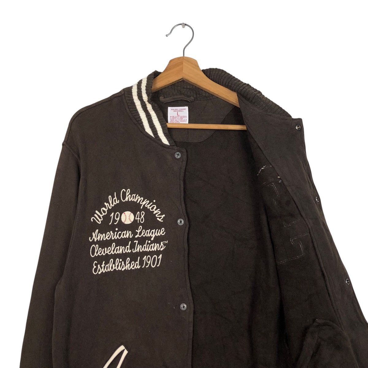 Japanese Brand × MLB × Vintage 📌Vintage Jumper Snap Button Jacket Mlb Indians Big Logo Size US L / EU 52-54 / 3 - 13 Thumbnail
