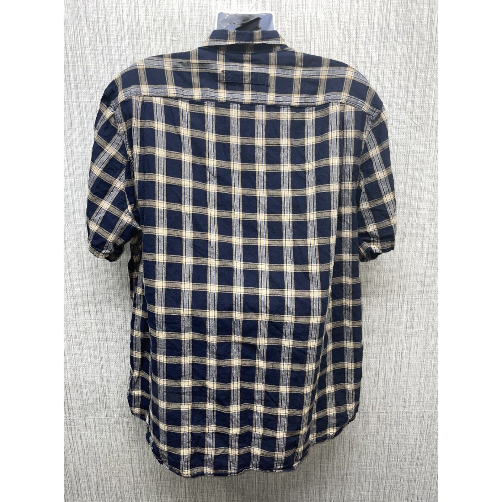 Vintage Duluth Trading Co Cottton Hemp Blend Blue/Beige Plaid Shirt Mens 2XL Short Sleeve Button-Up Beige Plaid 2XL Mens Size US XXL / EU 58 / 5 - 5 Thumbnail