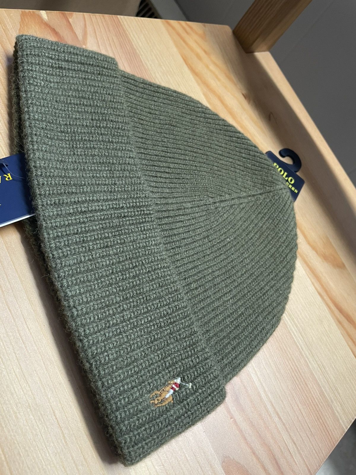 Polo Ralph Lauren Polo Ralph Lauren Beanie Olive Green Hat RL Knit Wool NWT Size ONE SIZE - 4 Thumbnail