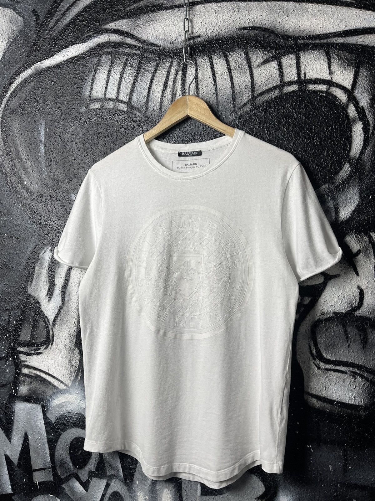 Balmain Balmain Flocked Coin White T-Shirt Men’s Size L Size US L / EU 52-54 / 3 - 1 Thumbnail