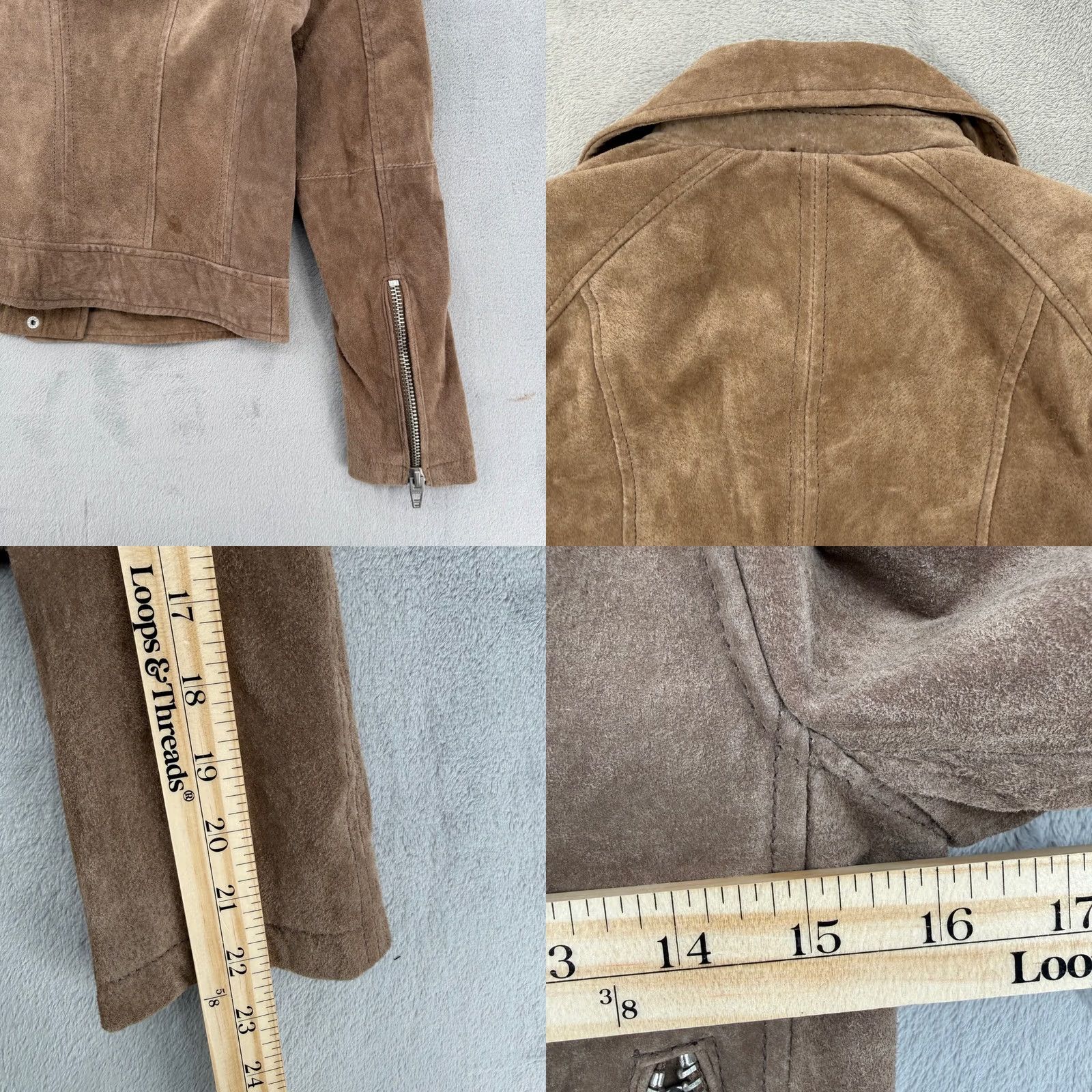 Vintage BLANKNYC Brown Suede Moto Jacket Womens Leather Biker Zip Coat XS``` Size XS / US 0-2 / IT 36-38 - 10 Thumbnail