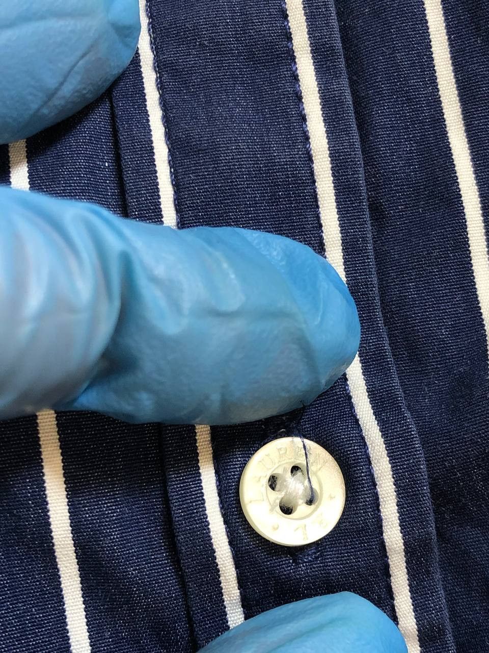 Polo Ralph Lauren Ralph Lauren Navy Striped Button Down Ruffle Shirt Size S / US 4 / IT 40 - 4 Thumbnail