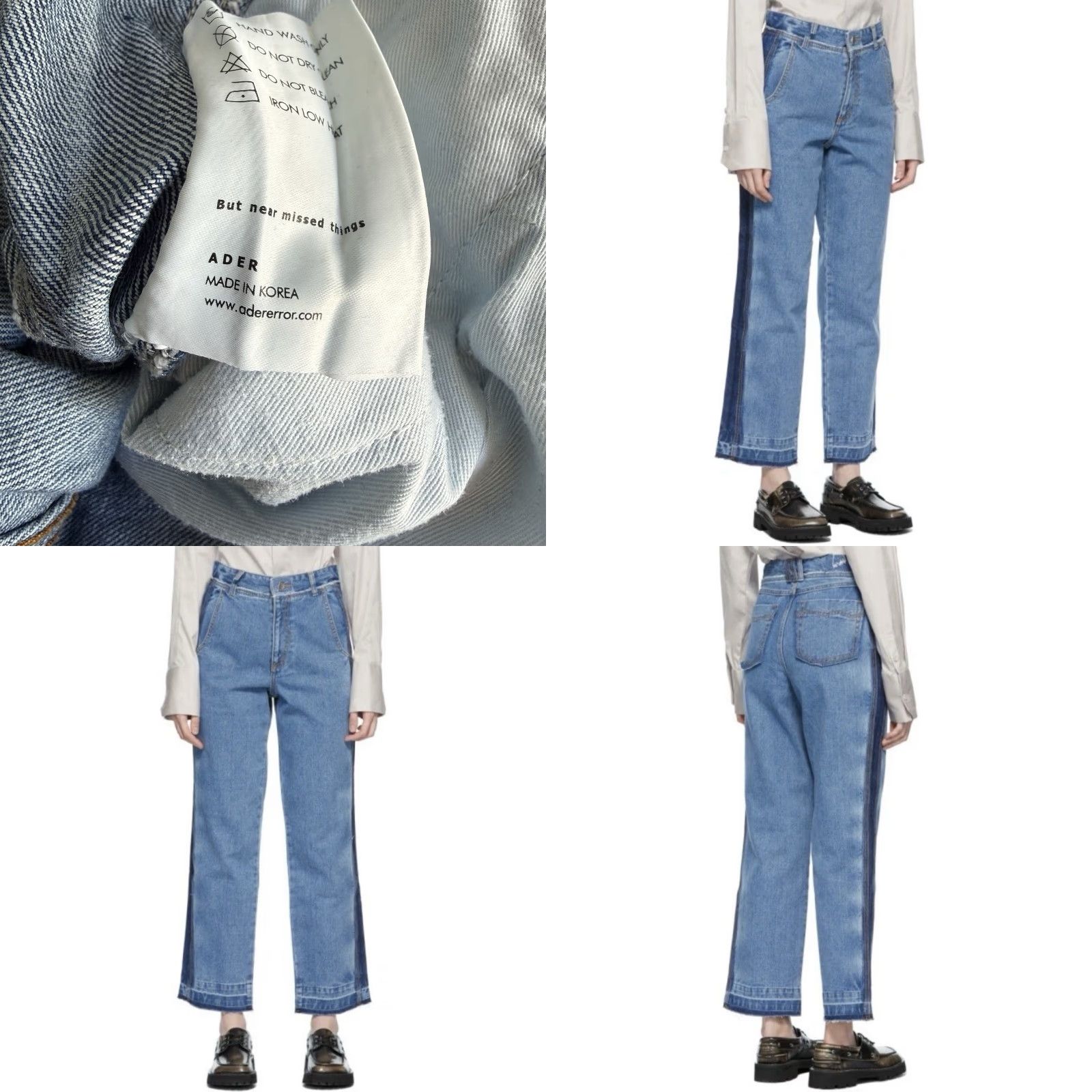 Ader Error ADER Error Workch Jeans Straight Blue 30” Regular Womens 5-Pocket Denim Cotton High Rise Frayed Hem Zip Button Vintage No Size 30" / US 8 / IT 44 - 8 Thumbnail