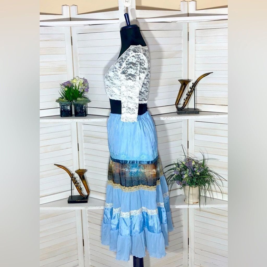Vintage Y2K sexy peasant prairie Halloween costume skirt top set S M Size XS / US 0-2 / IT 36-38 - 4 Thumbnail