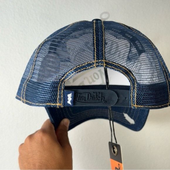 Designer × Von Dutch NWT VON DUTCH DARK STONE DENIM TRUCKER HAT Size 26 - 6 Thumbnail