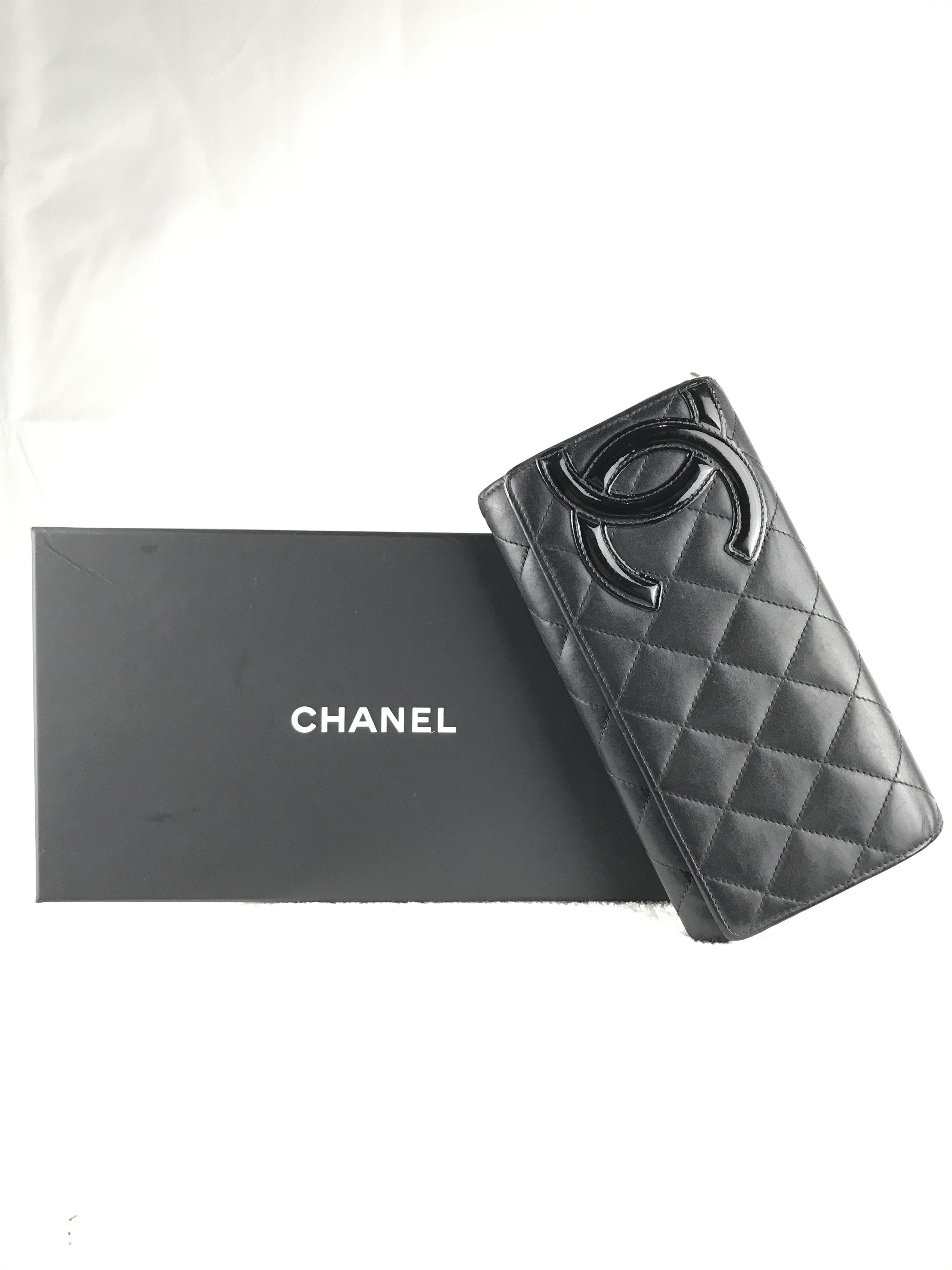 Chanel × Vintage Chanel Cambon Line Coco Mark Long Wallet Black Pink Lambskin Size ONE SIZE - 1 Thumbnail