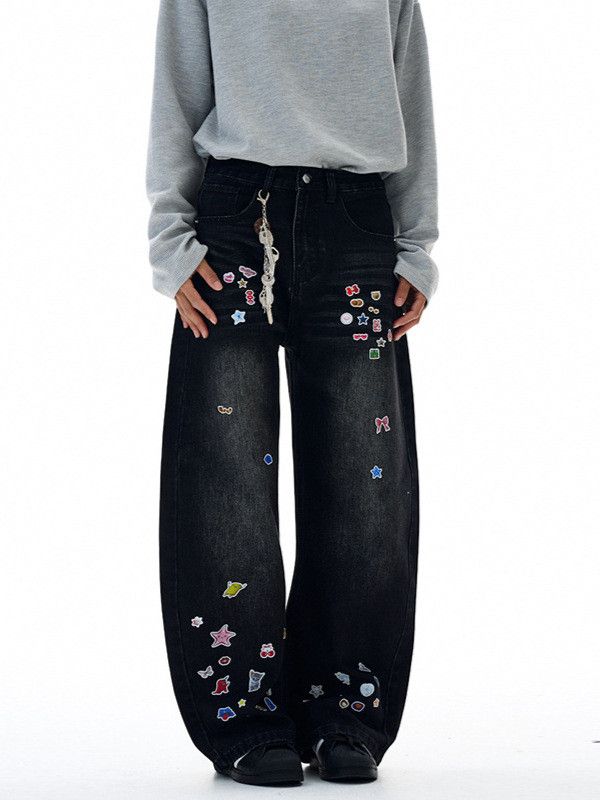 Japanese Brand American Men's Cleanfit Loose-fitting Curved Print Jeans Size US 32 / EU 48 - 1 Thumbnail