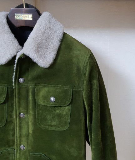 Tom Ford o1sm1stk0824 Sharing Suede Trucker Jacket in Green Size US M / EU 48-50 / 2 - 2 Thumbnail
