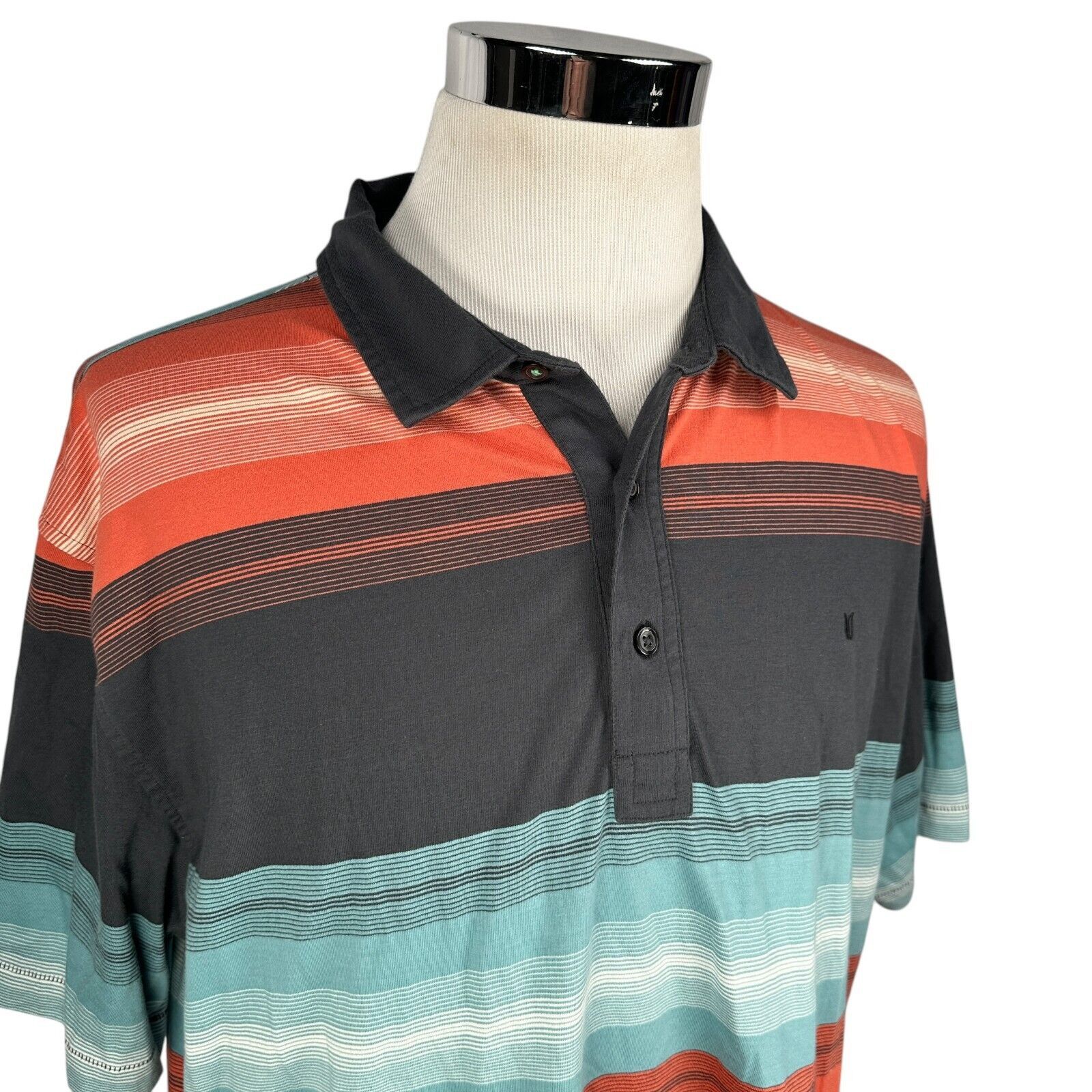 The Unbranded Brand Linksoul Polo Shirt Mens 2XL XXL Blue Striped Golf Cotton Size US XXL / EU 58 / 5 - 2 Thumbnail