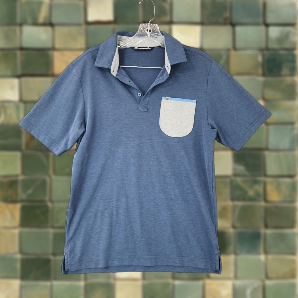 TravisMathew Travis Mathew Polo Short Sleeve Pocket Blue Gray Size S Mens Size US S / EU 44-46 / 1 - 1 Thumbnail