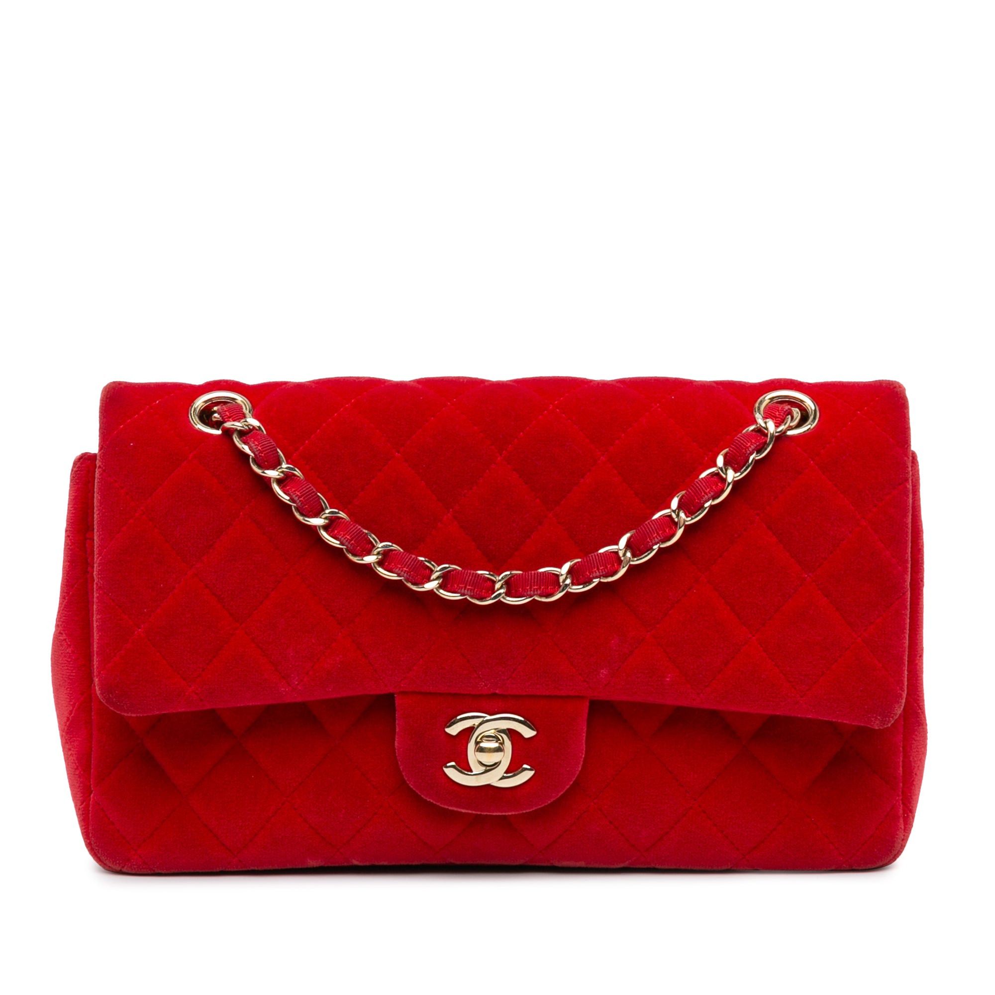 Chanel Chanel Medium Classic Velvet Double Flap Red Size ONE SIZE - 1 Thumbnail