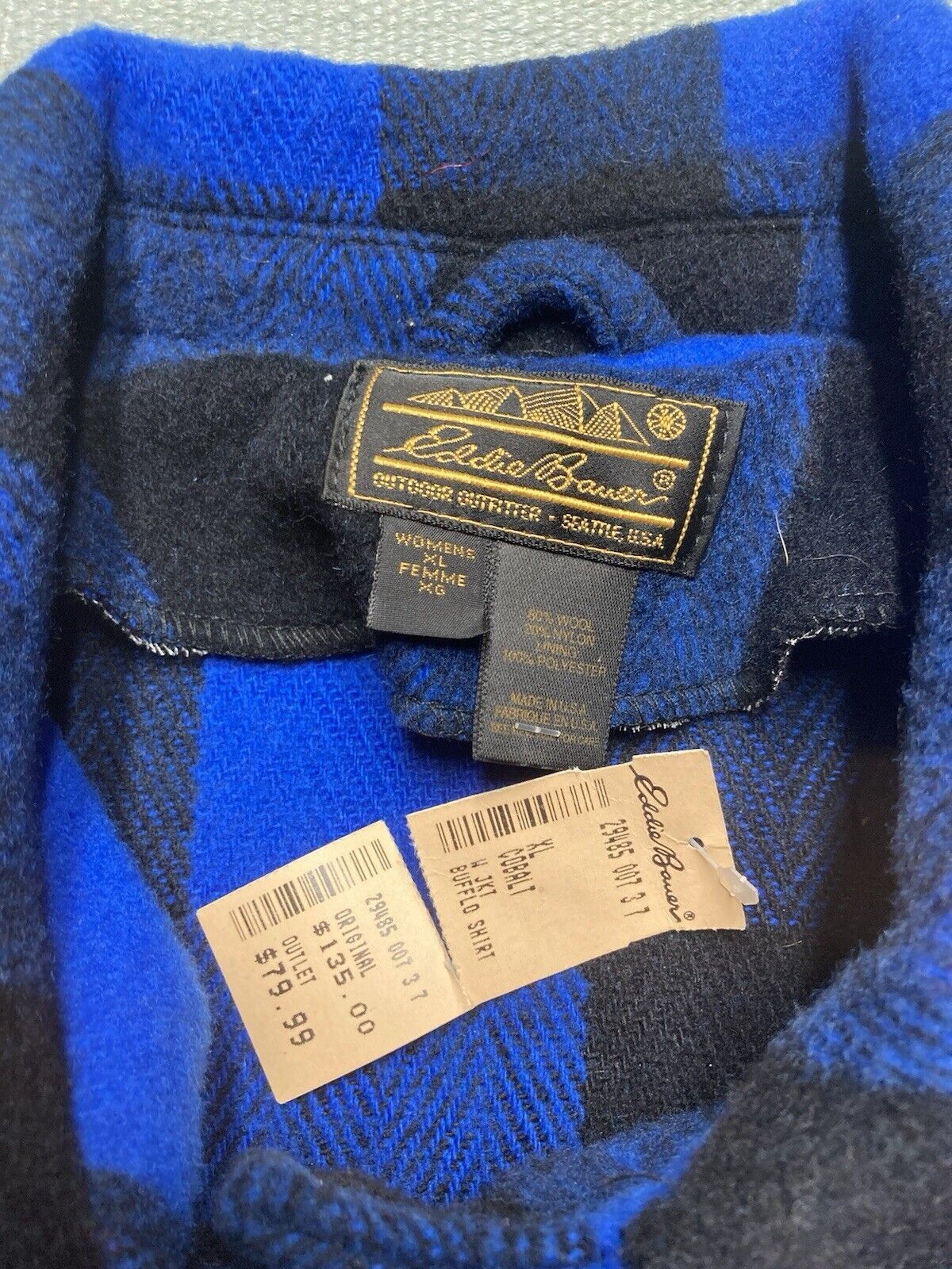 Eddie Bauer × Vintage NWT Eddie Bauer shirt jacket blue plaid shacket women’s XL Size XL / US 12-14 / IT 48-50 - 6 Thumbnail