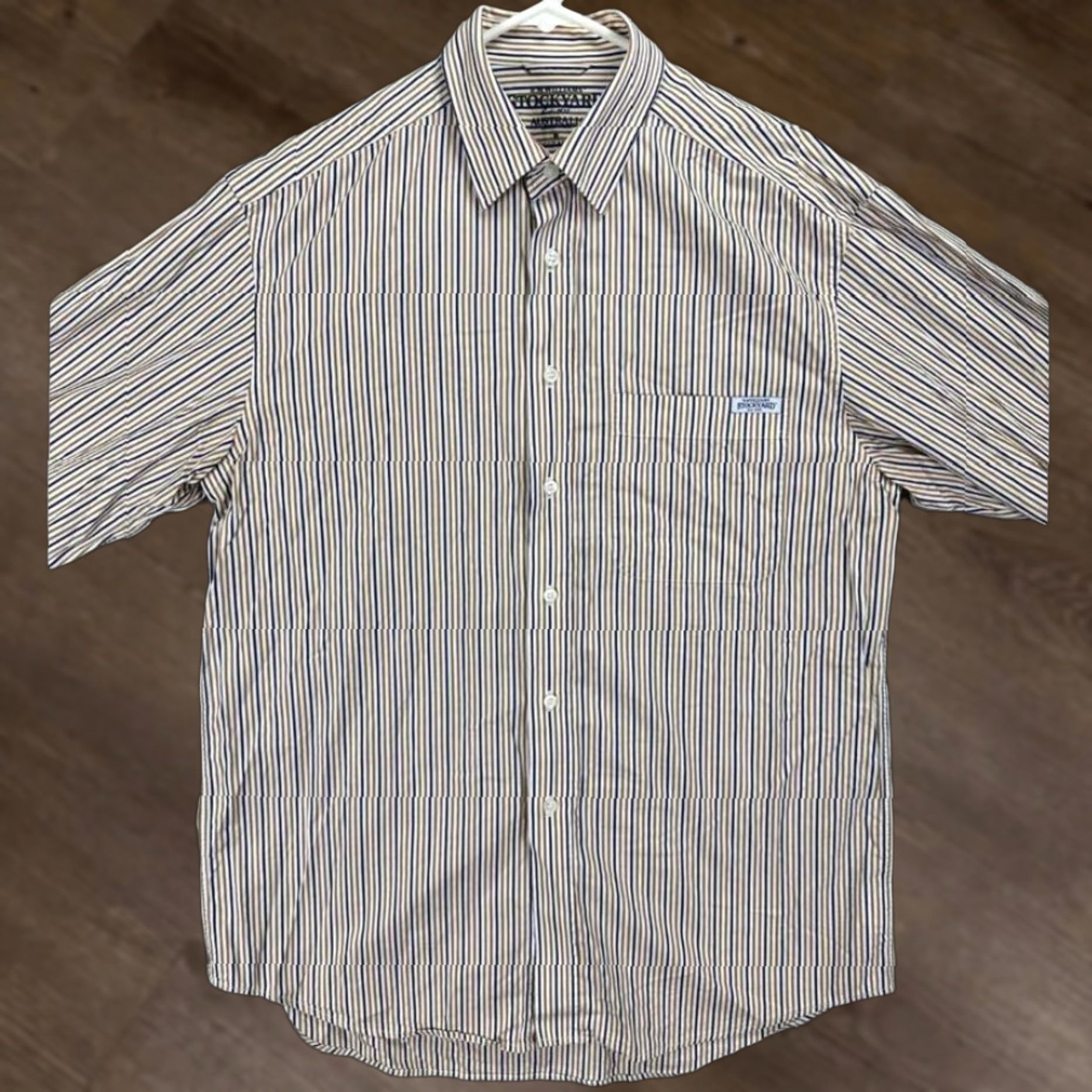 Vintage R.M. Williams Stockyard Button Up Shirt Mens Medium Tan Striped Regular Fit Long Sleeve Knit 100% Cotton Button Pocket Size US M / EU 48-50 / 2 - 1 Thumbnail