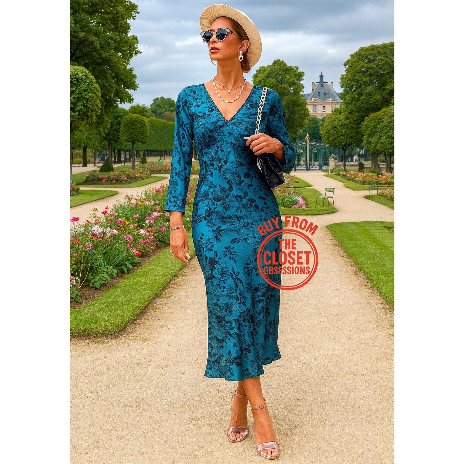 ZARA V-Neck Midi Dress NWT (M)