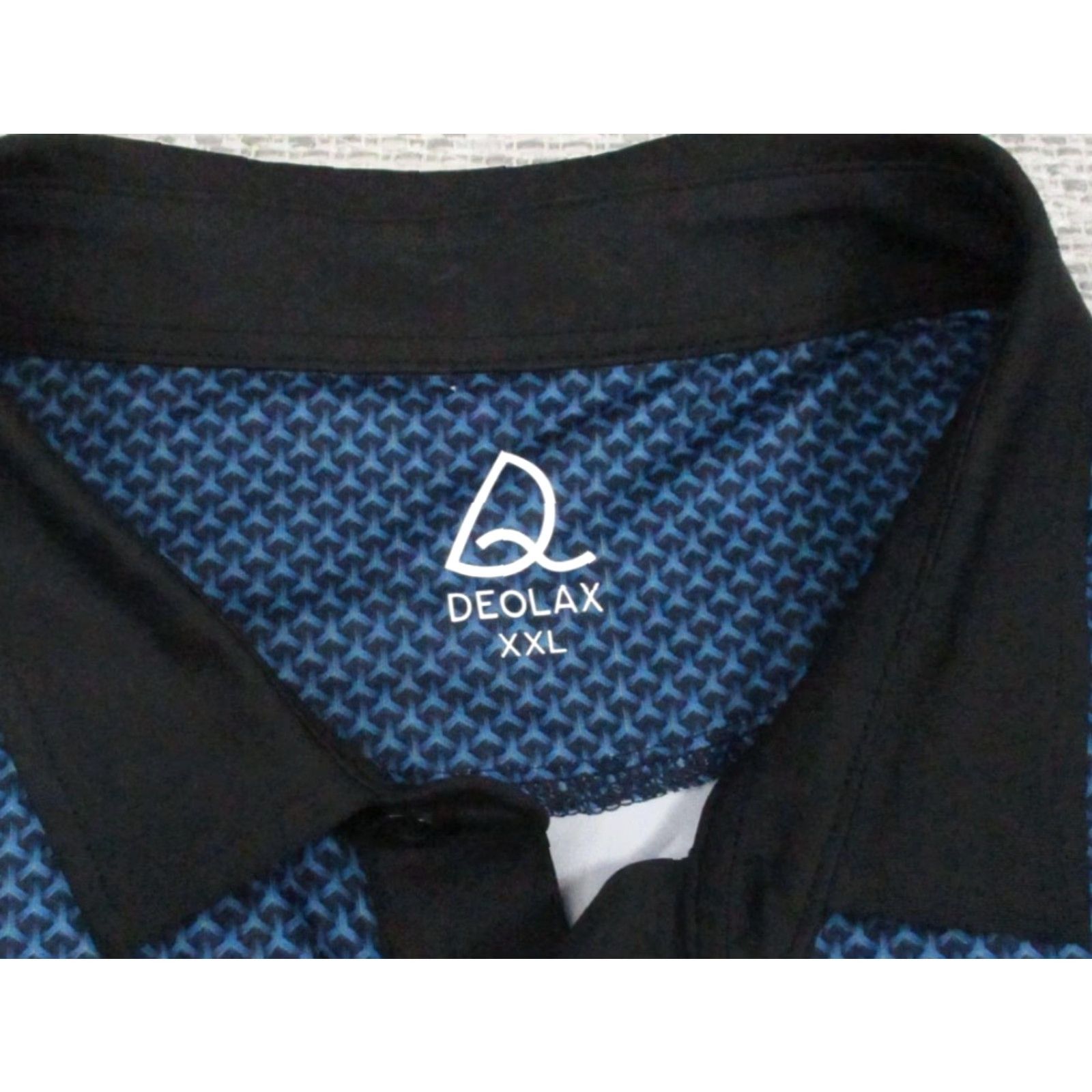 Vintage DEOLAX Polo Shirt Mens XXL Blue Geometric Print Short Sleeve Collar Golf Casual Size US XXL / EU 58 / 5 - 5 Thumbnail
