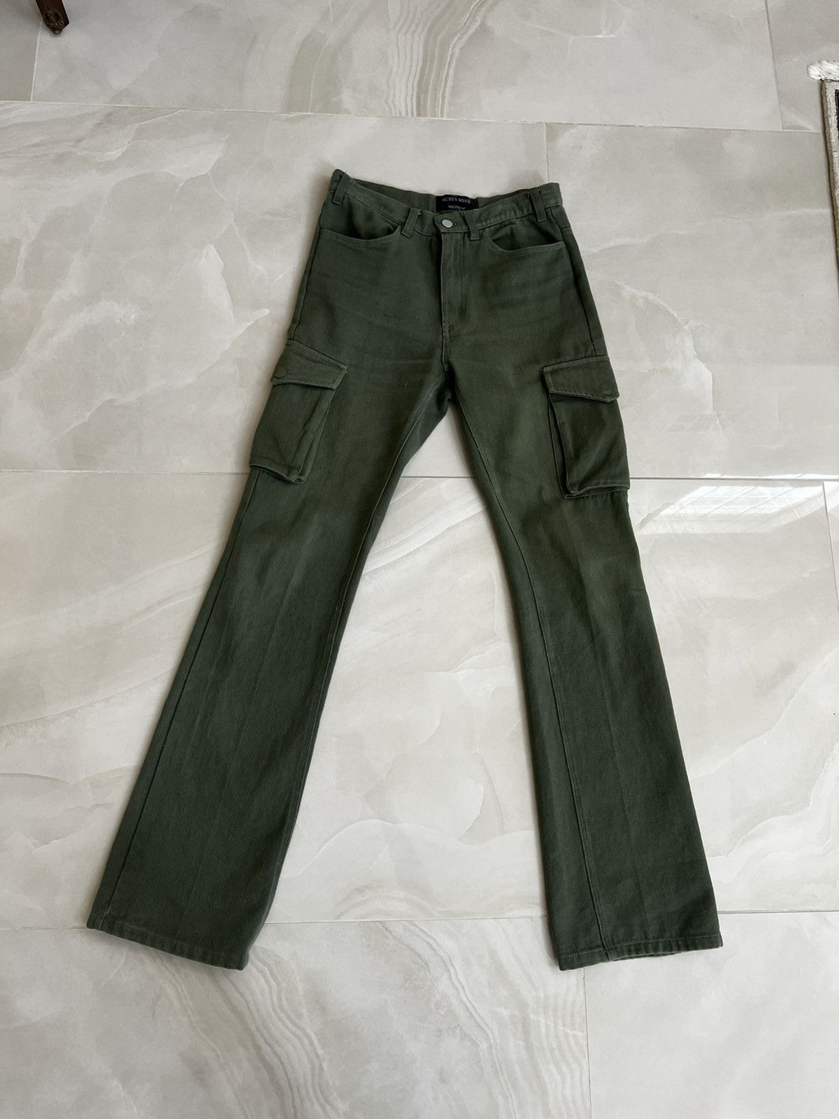 Lac Demure Ruben Kone Flared Cargo Pants Olive Medium Lac Demure Size US 29 - 3 Thumbnail