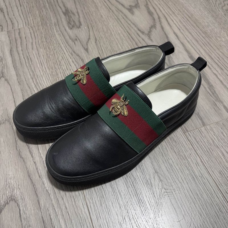 Gucci Gucci Black Slip-On Sneakers with Bee Detail - Size US 8.5 / EU 41-42 - 1 Thumbnail