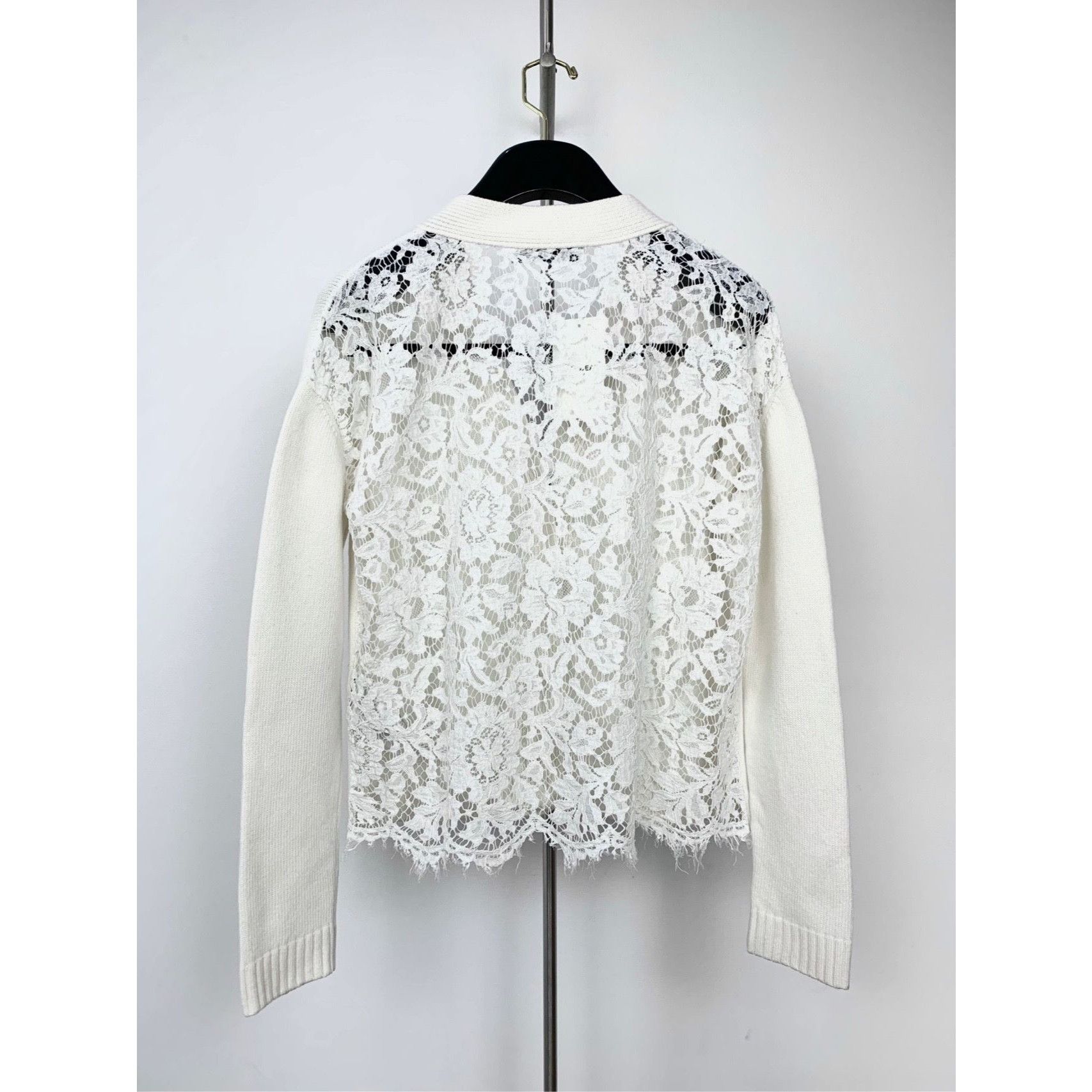 Valentino Valentino Womens White Wool & Cashmere Lace Back Cardigan Co Size S / US 4 / IT 40 - 7 Thumbnail