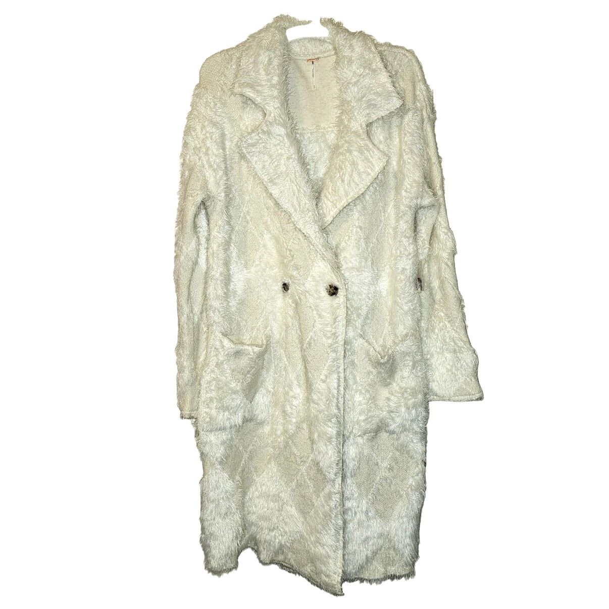 Free People New Free People David Cardi $398 MEDIUM Ivory FUZZY Coatigan Size M / US 6-8 / IT 42-44 - 5 Thumbnail