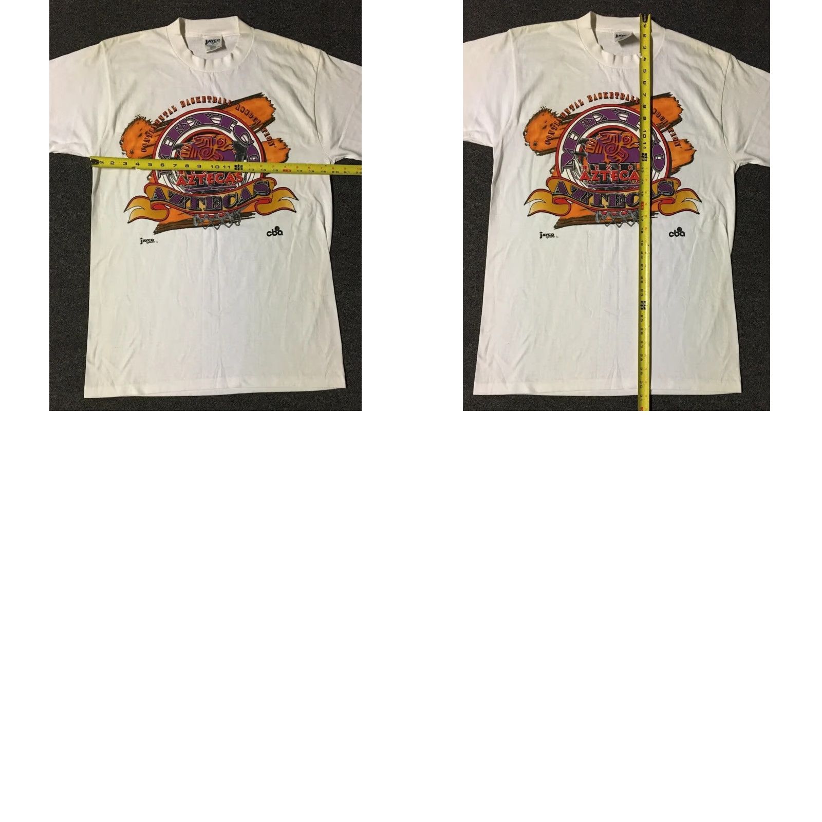 NBA VINTAGE 90s Mexico Aztecas Continental Basketball Association Team Shirt M White Graphic Tee Mens Breakout Track & Field Streetwear Sports USA Retro Size US M / EU 48-50 / 2 - 9 Thumbnail